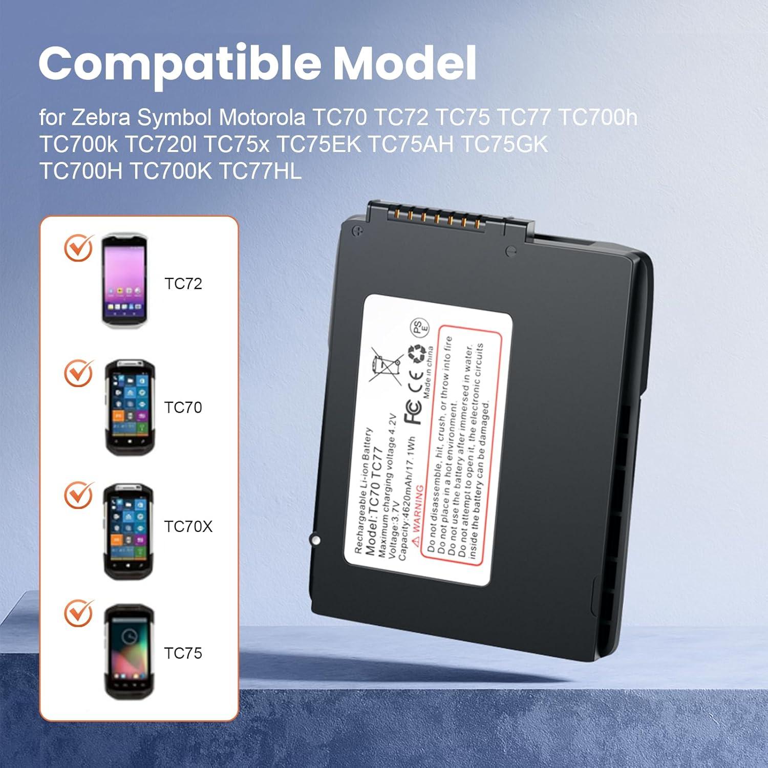 Batería de Reemplazo 4620mAh para Escáner Zebra TC70 TC75 TC77