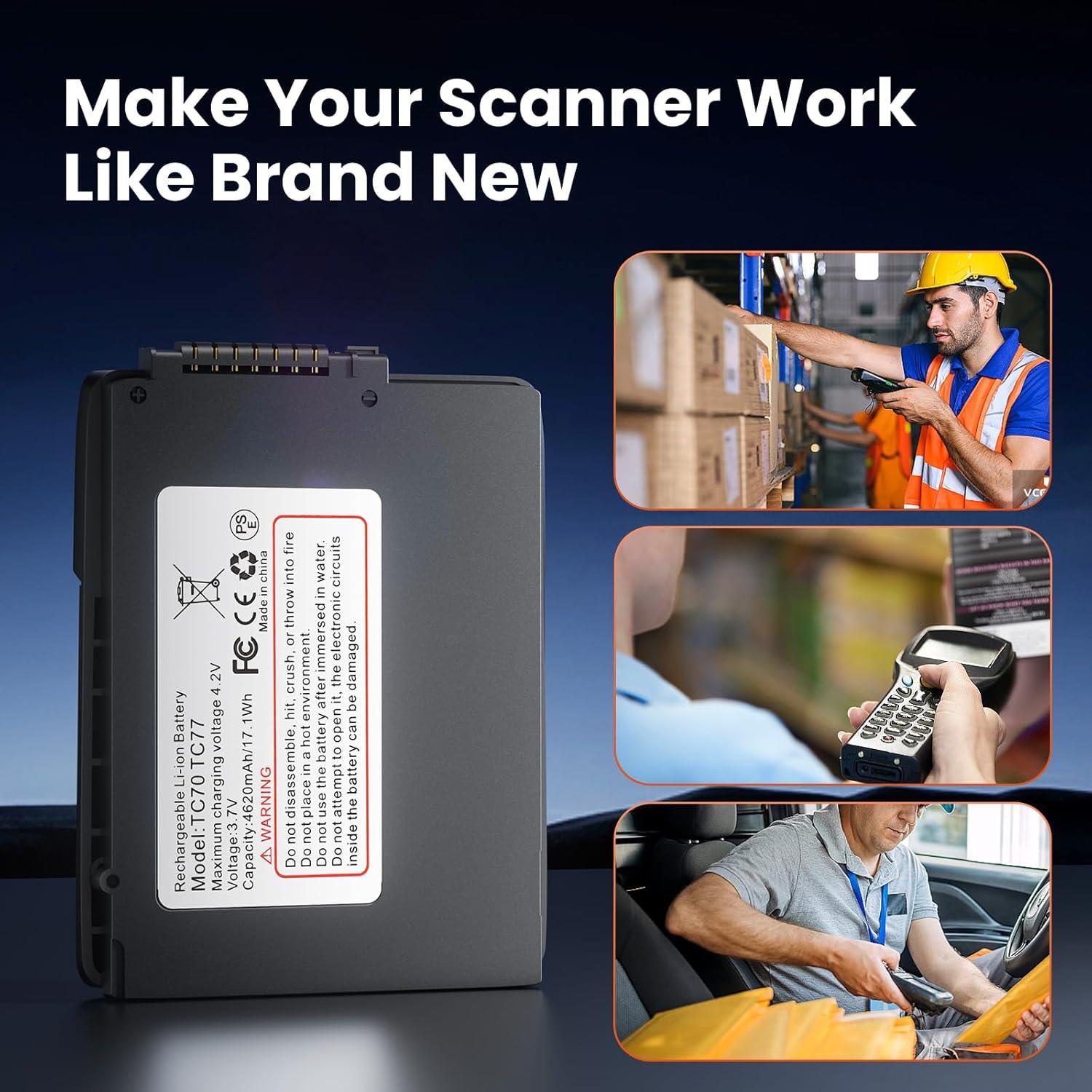 Batería de Reemplazo 4620mAh para Escáner Zebra TC70 TC75 TC77