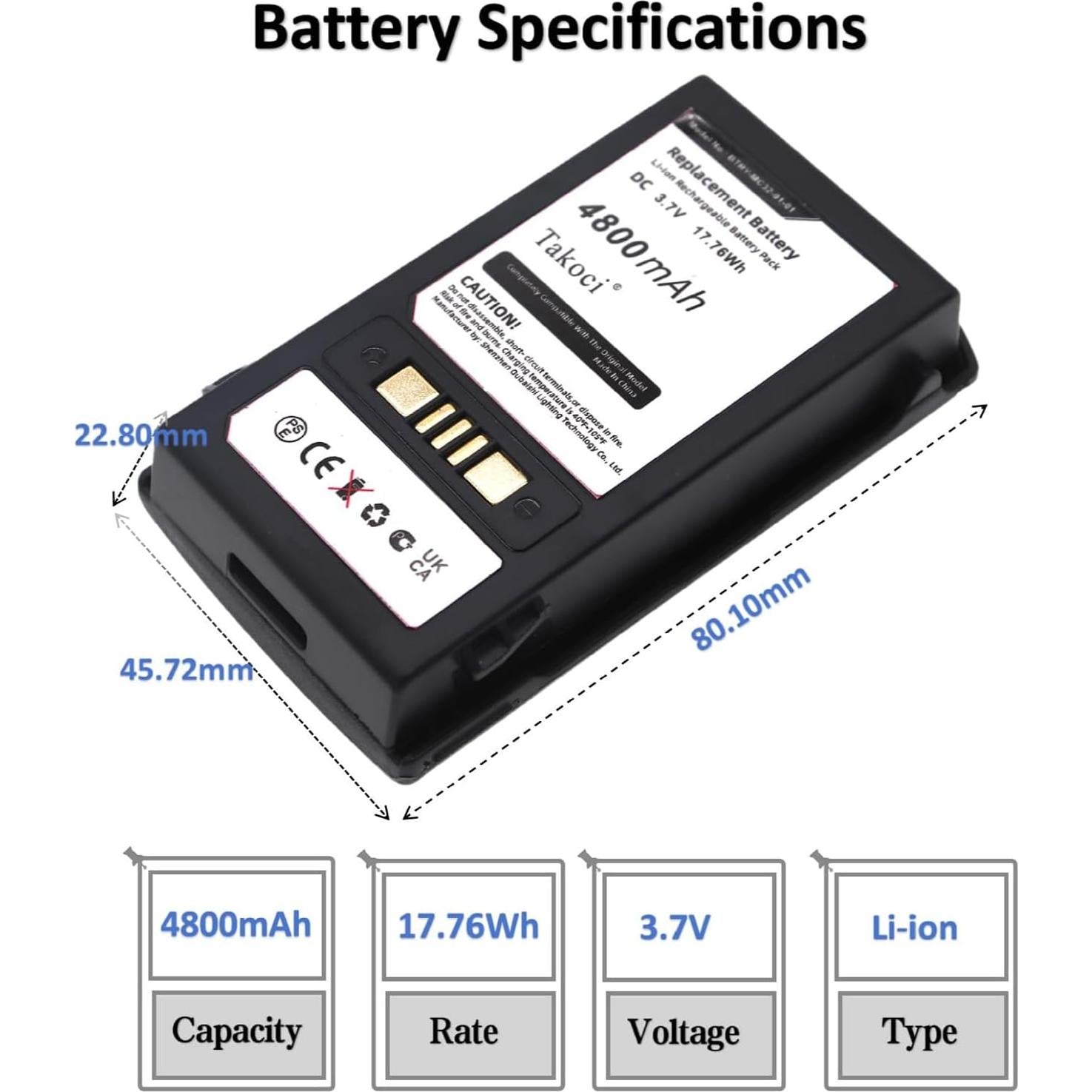 Batería de Reemplazo Youejoeq para Escáner MC3200 4800mAh
