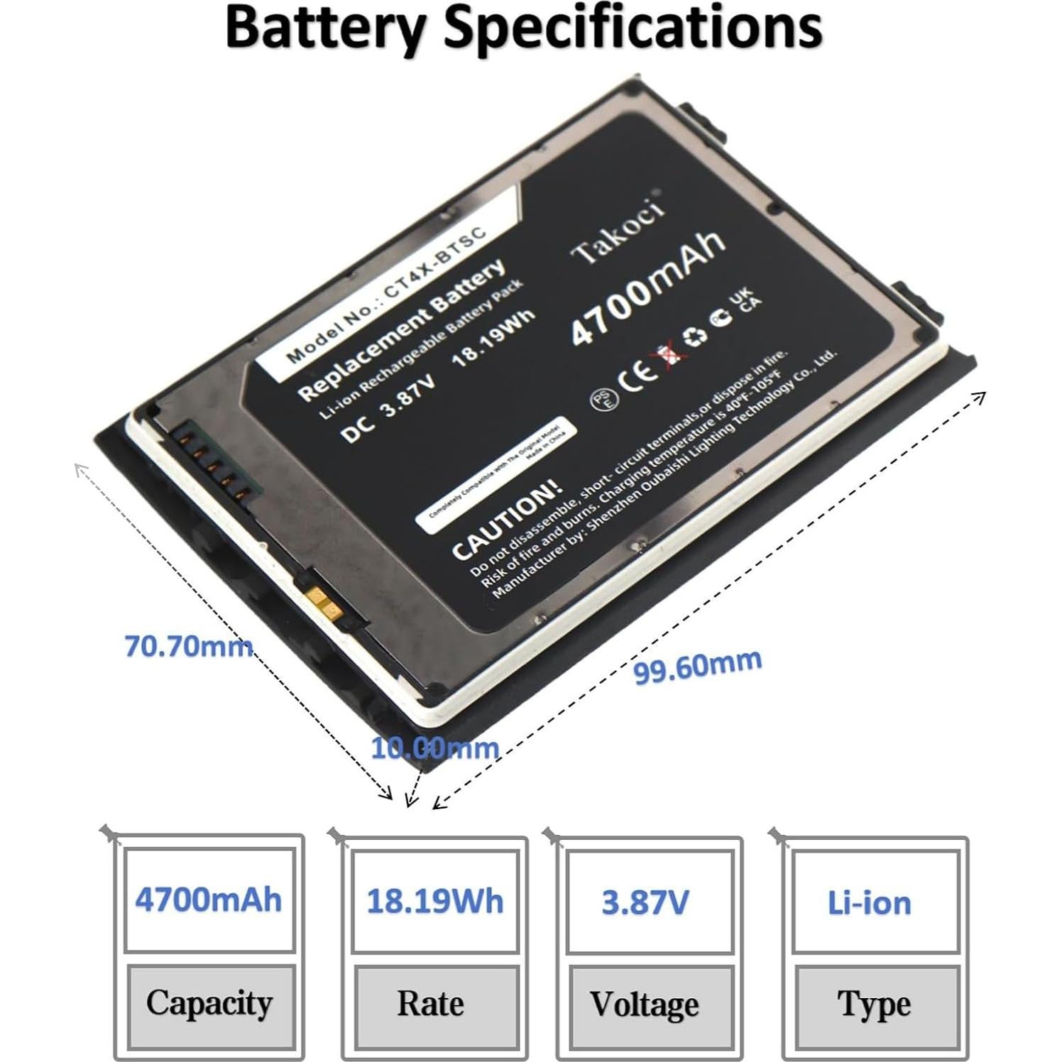 Batería de Reemplazo 4700mAh Li-ion Youejoeq CT4X-BTSC