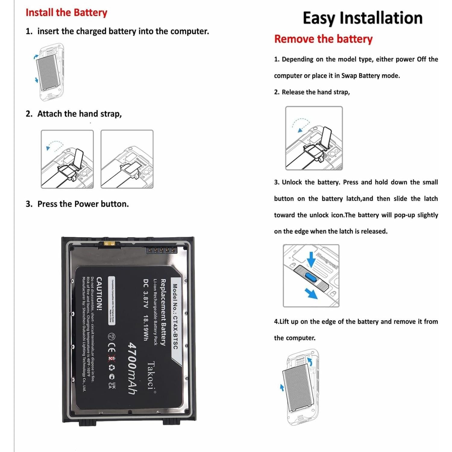 Batería de Reemplazo 4700mAh Li-ion Youejoeq CT4X-BTSC