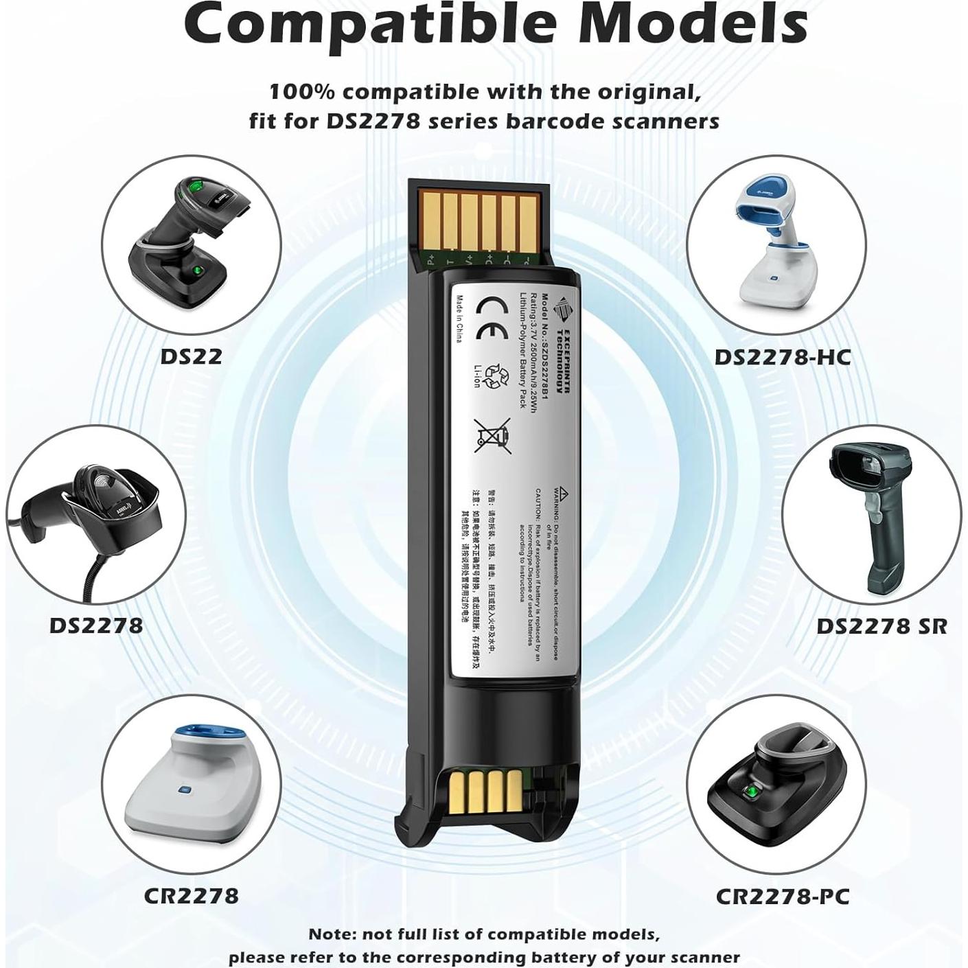 Batería de Reemplazo Zebra para Escáner DS2278 DS2208 CR2278