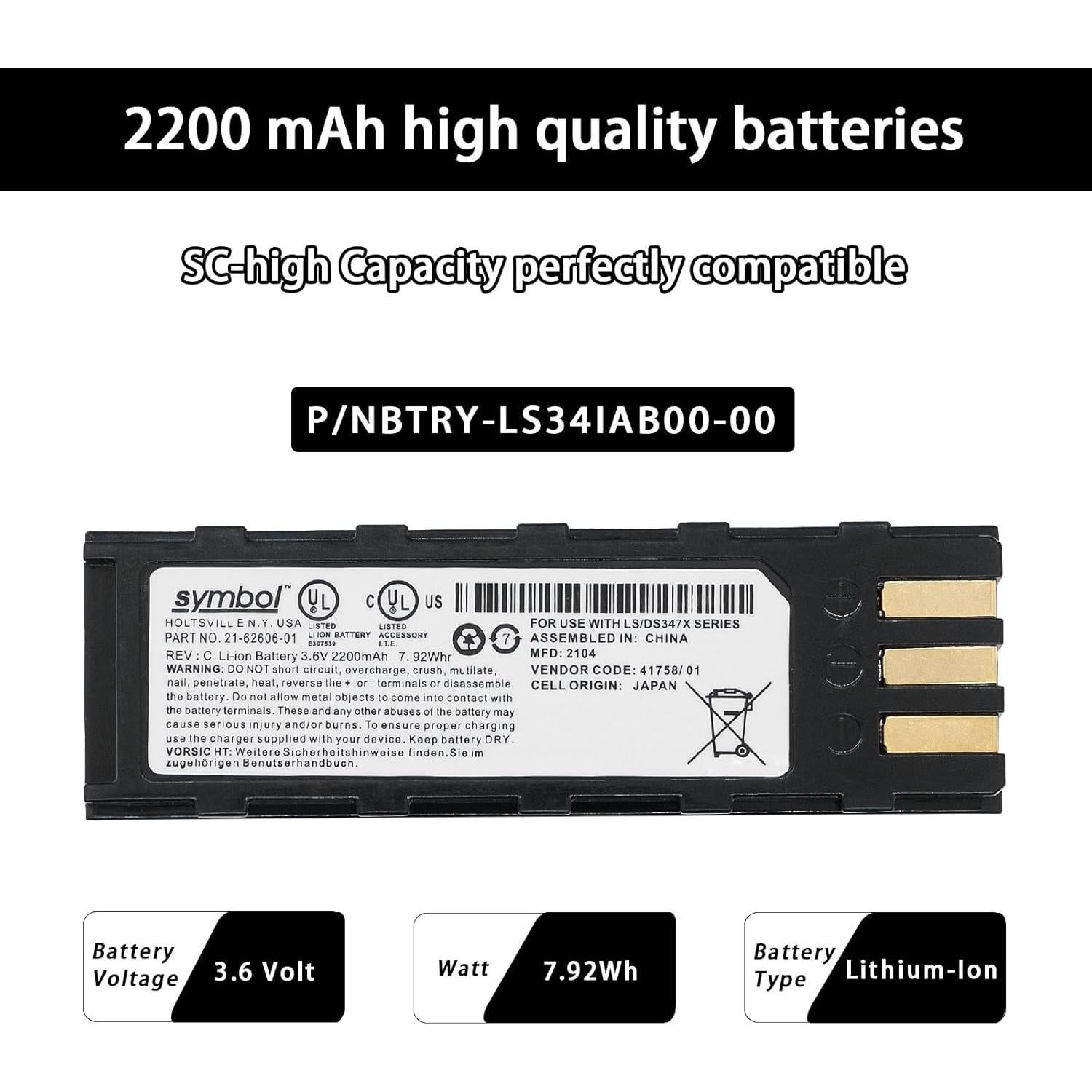 Batería de Reemplazo Zebra BTRY-LS34IAB00-00 para Escáneres