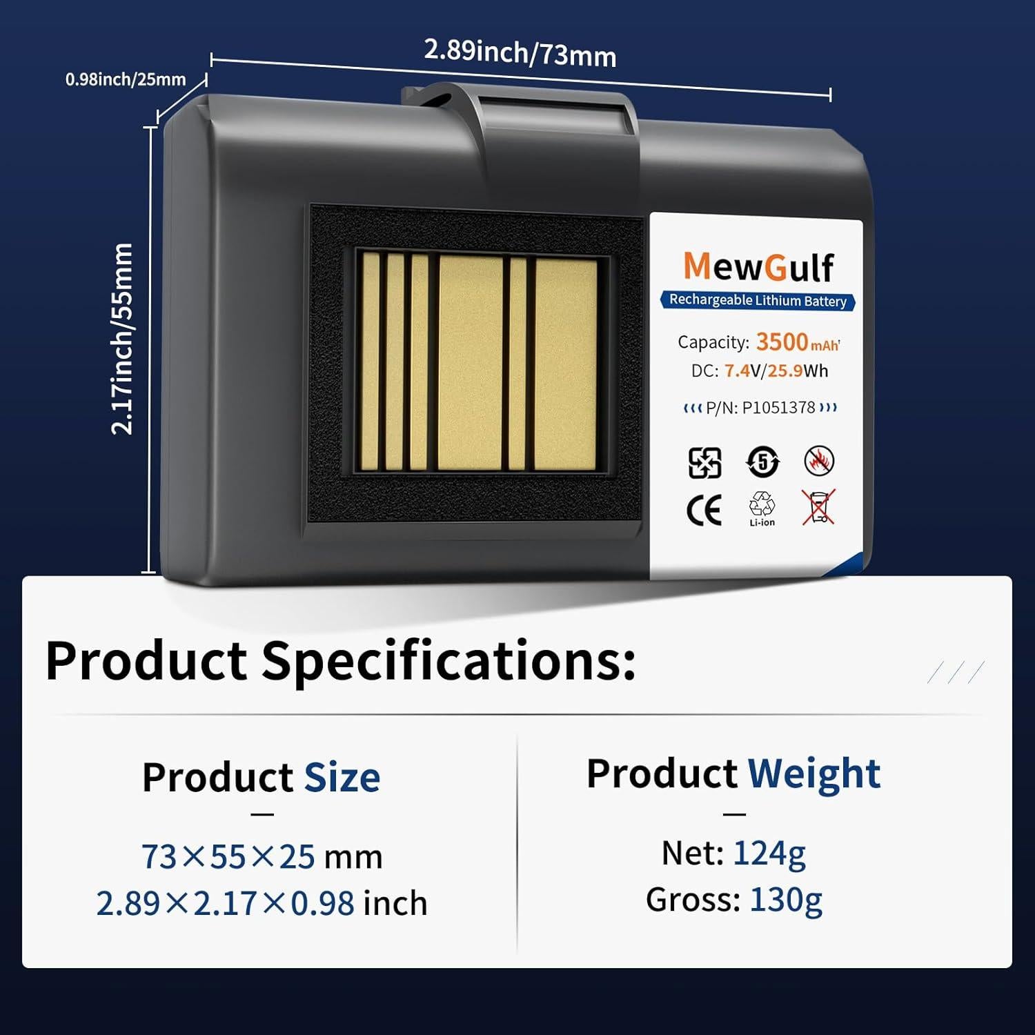 Batería de Reemplazo 3500mAh MewGulf para Impresora Zebra ZQ520 ZQ620