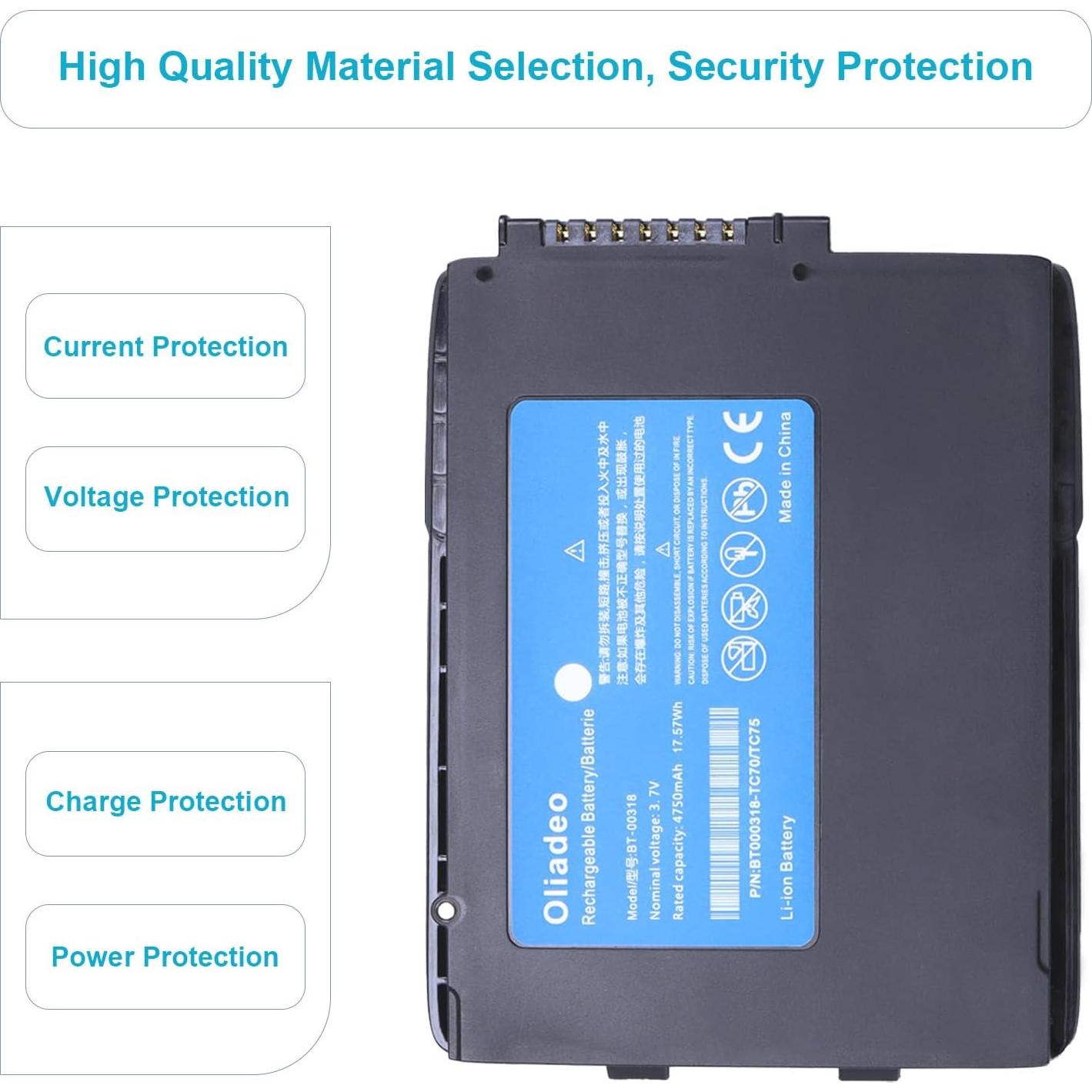 Batería de Reemplazo 4750mAh para Zebra TC55 TC70 TC75 TC77