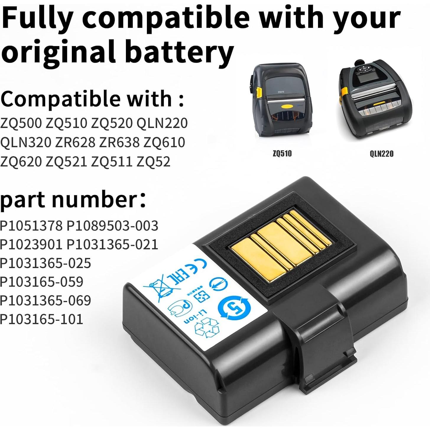 Batería de Reemplazo CBQ 3400mAh para Impresoras Zebra