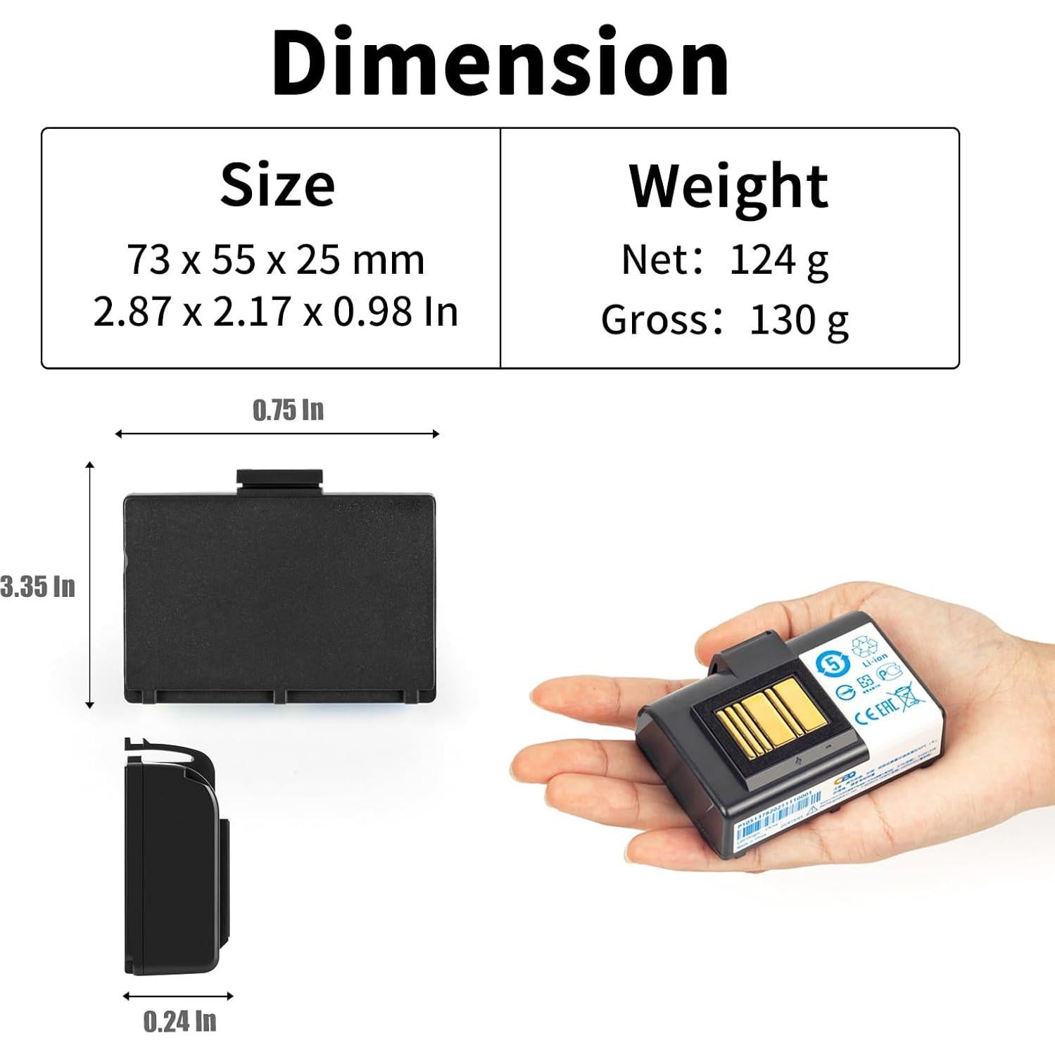 Batería de Reemplazo CBQ 3400mAh para Impresoras Zebra