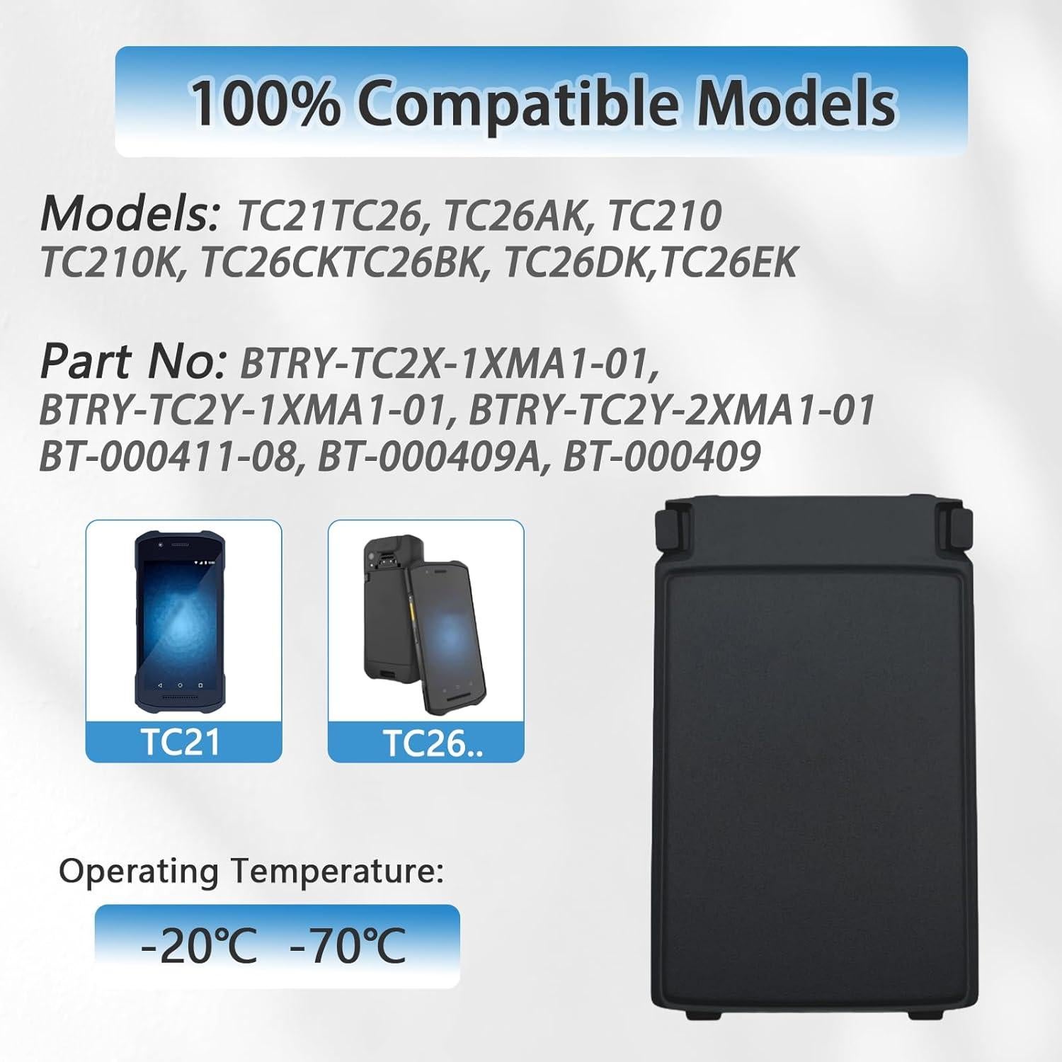 Batería de litio-ion 3300mAh DMEYMIN para escáner Zebra TC21/TC26