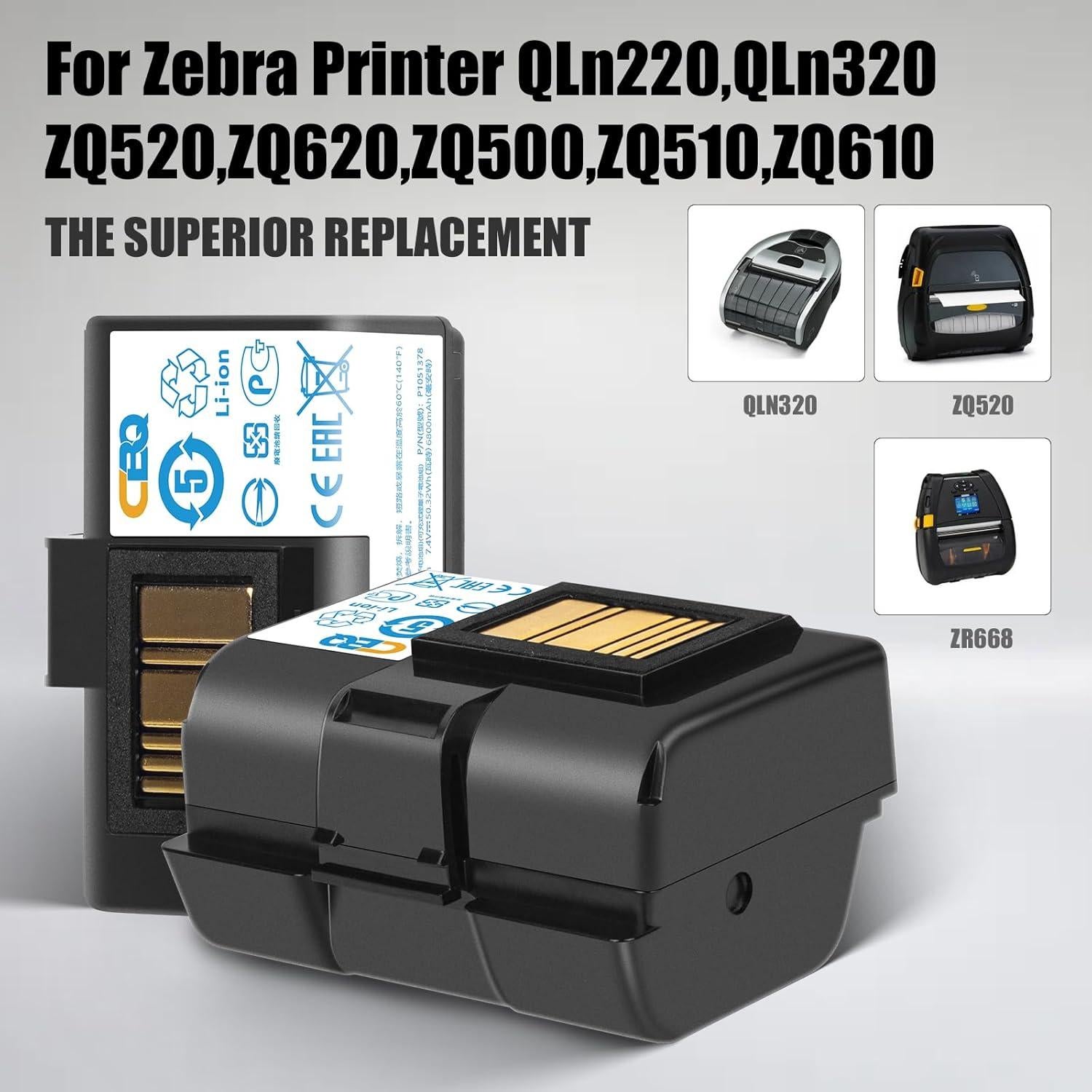 Batería de reemplazo CBQ 6800mAh para impresoras Zebra