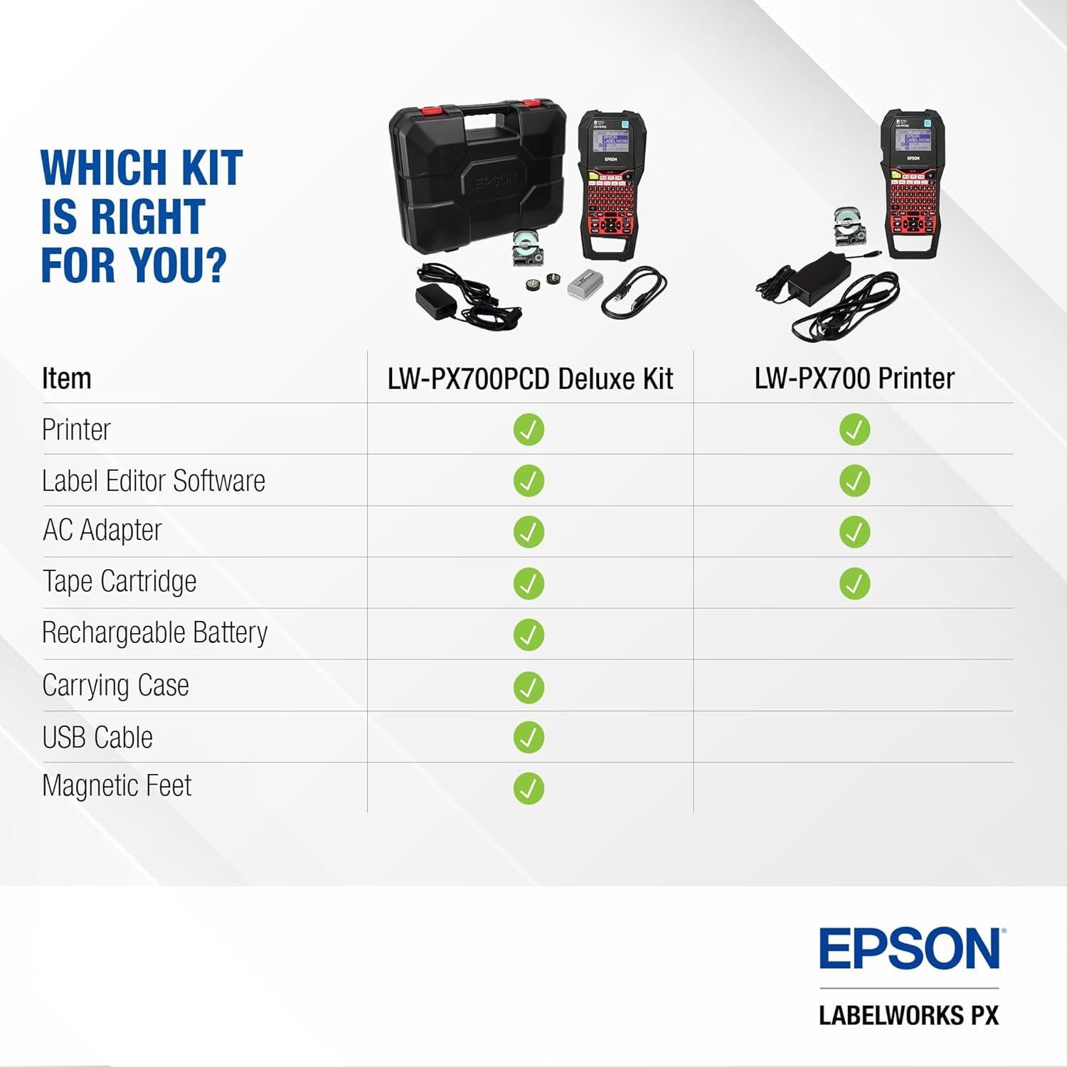 Impresora de Etiquetas Portátil Epson LABELWORKS LW-PX700 - Kit Completo