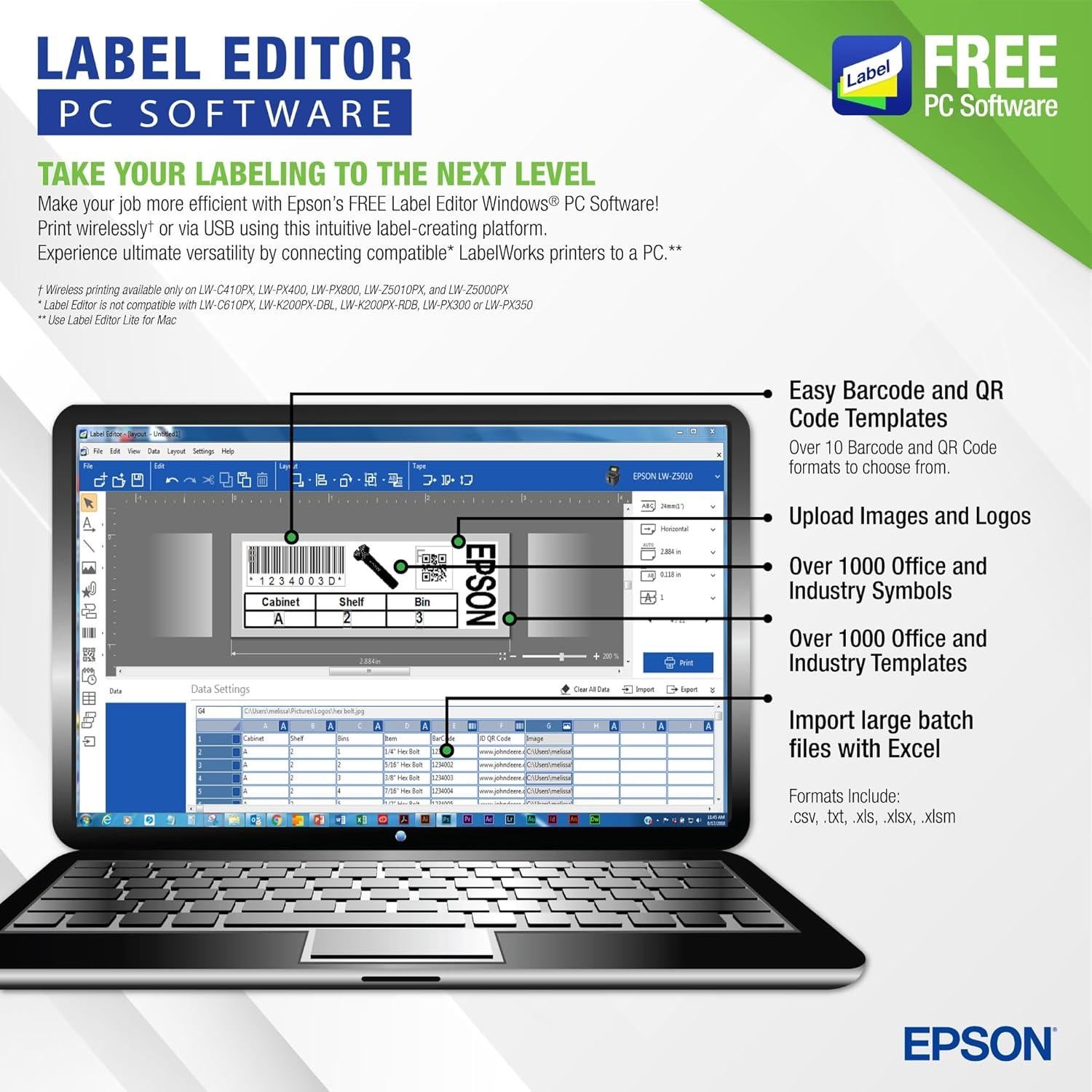 Impresora de Etiquetas Portátil Epson LABELWORKS LW-PX700 - Kit Completo