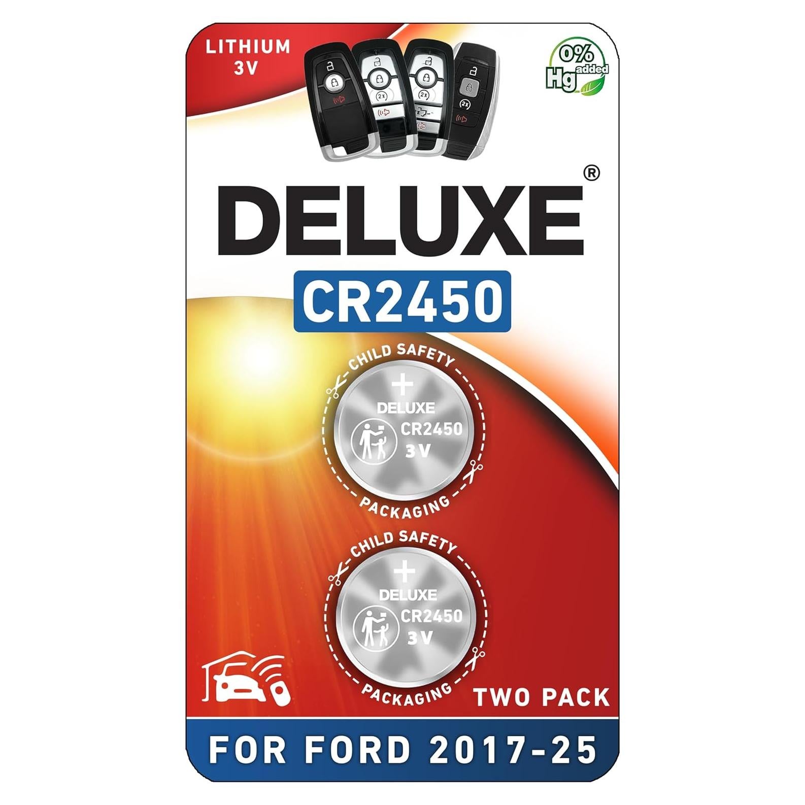 Baterías de Reemplazo Deluxe CR2450 para Llaveros Ford Lincoln (2 Pk)