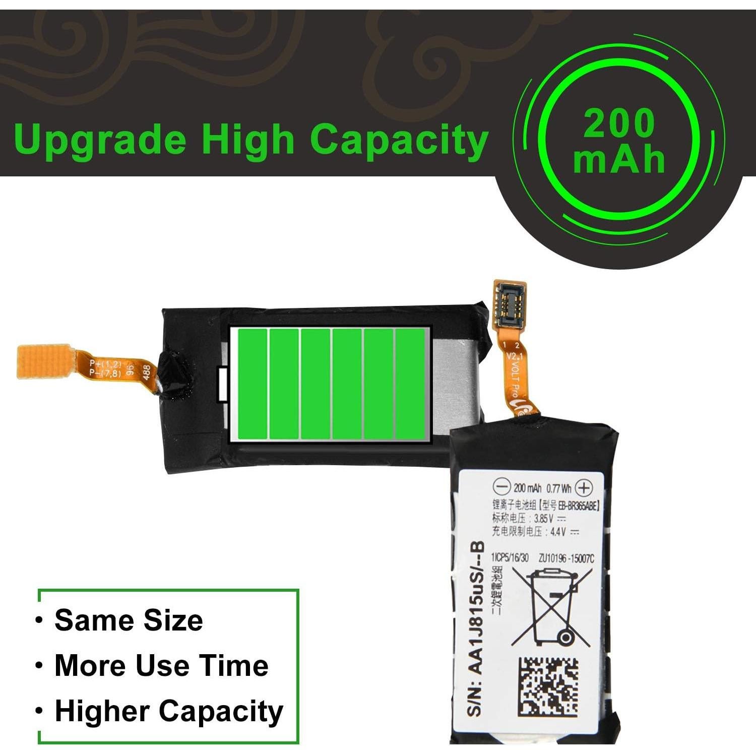 Batería de Reemplazo WUHAO para Samsung Gear Fit 2 Pro EB-BR365ABE