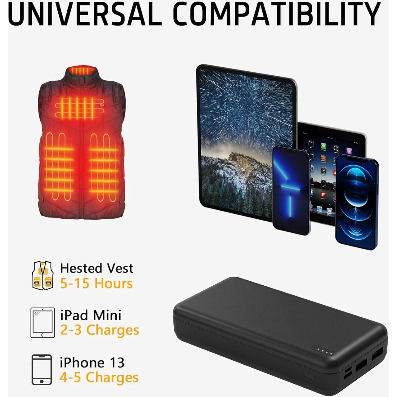 Batería Externa 20000mAh 5V 2A para Ropa Térmica Whsahans