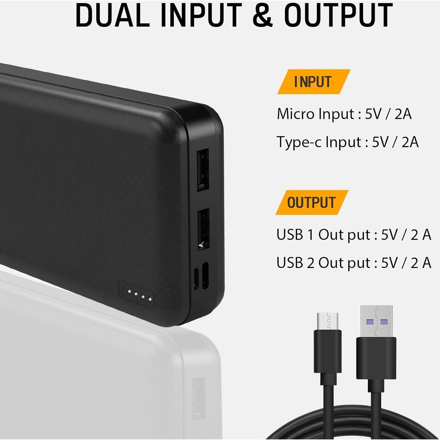 Batería Externa 20000mAh 5V 2A para Ropa Térmica Whsahans