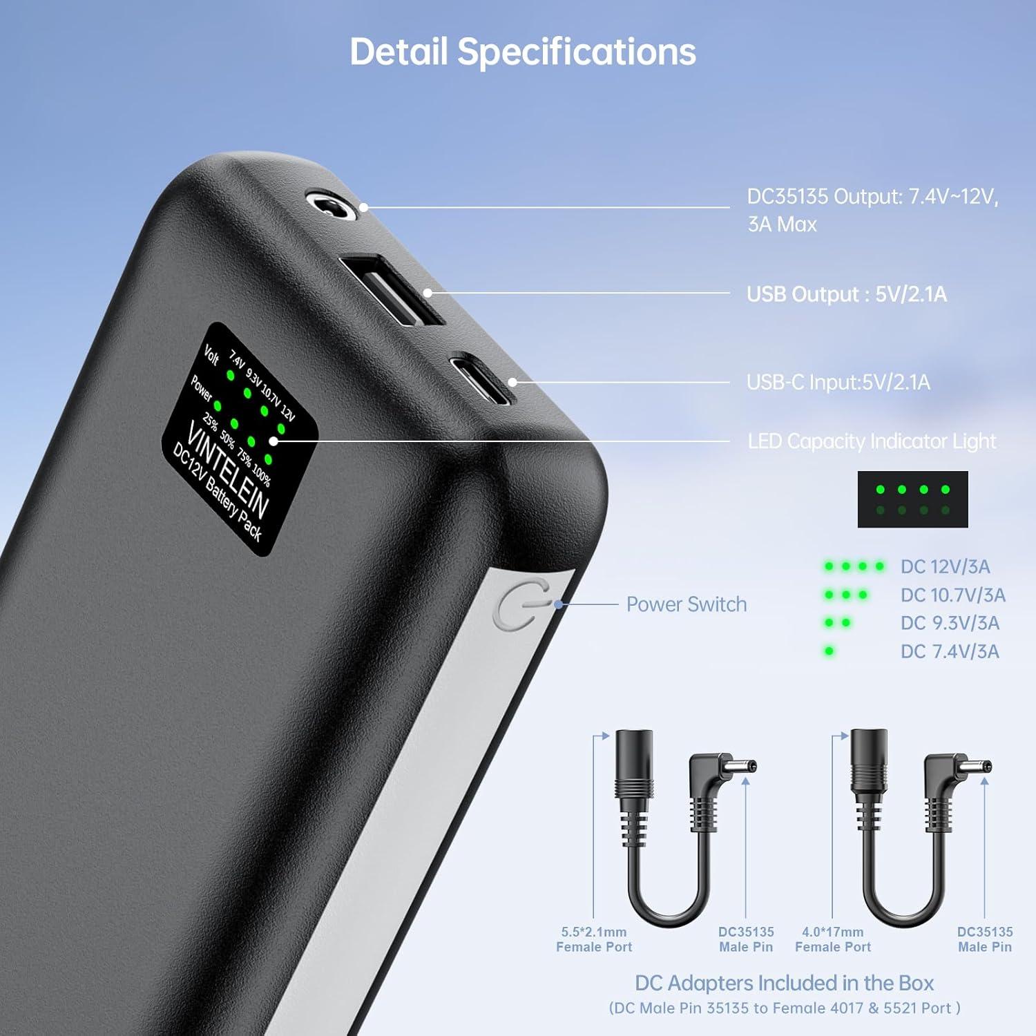 Banco de Batería Calentado 30000mAh VINTELEIN 12V/7.4V