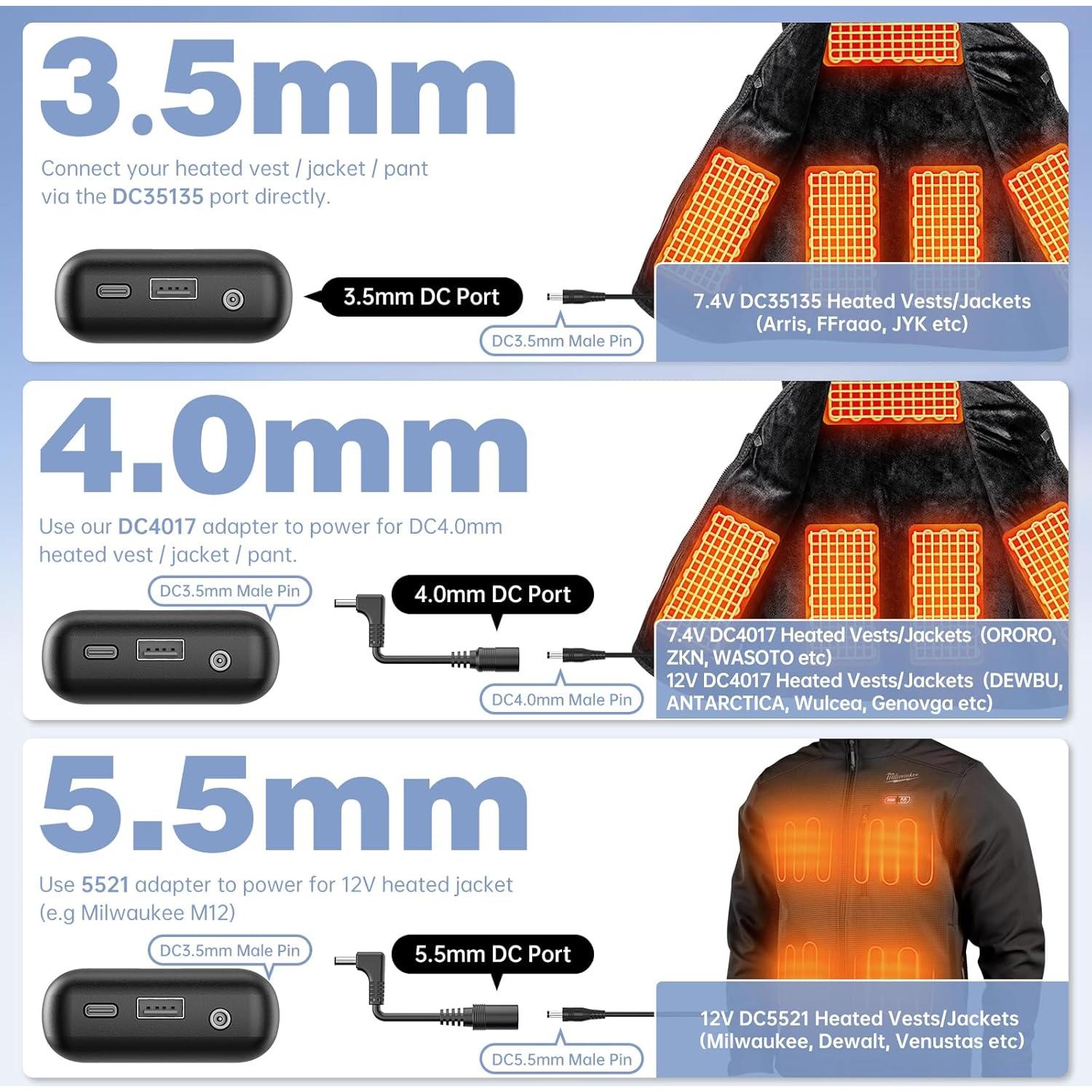Banco de Batería Calentado 30000mAh VINTELEIN 12V/7.4V