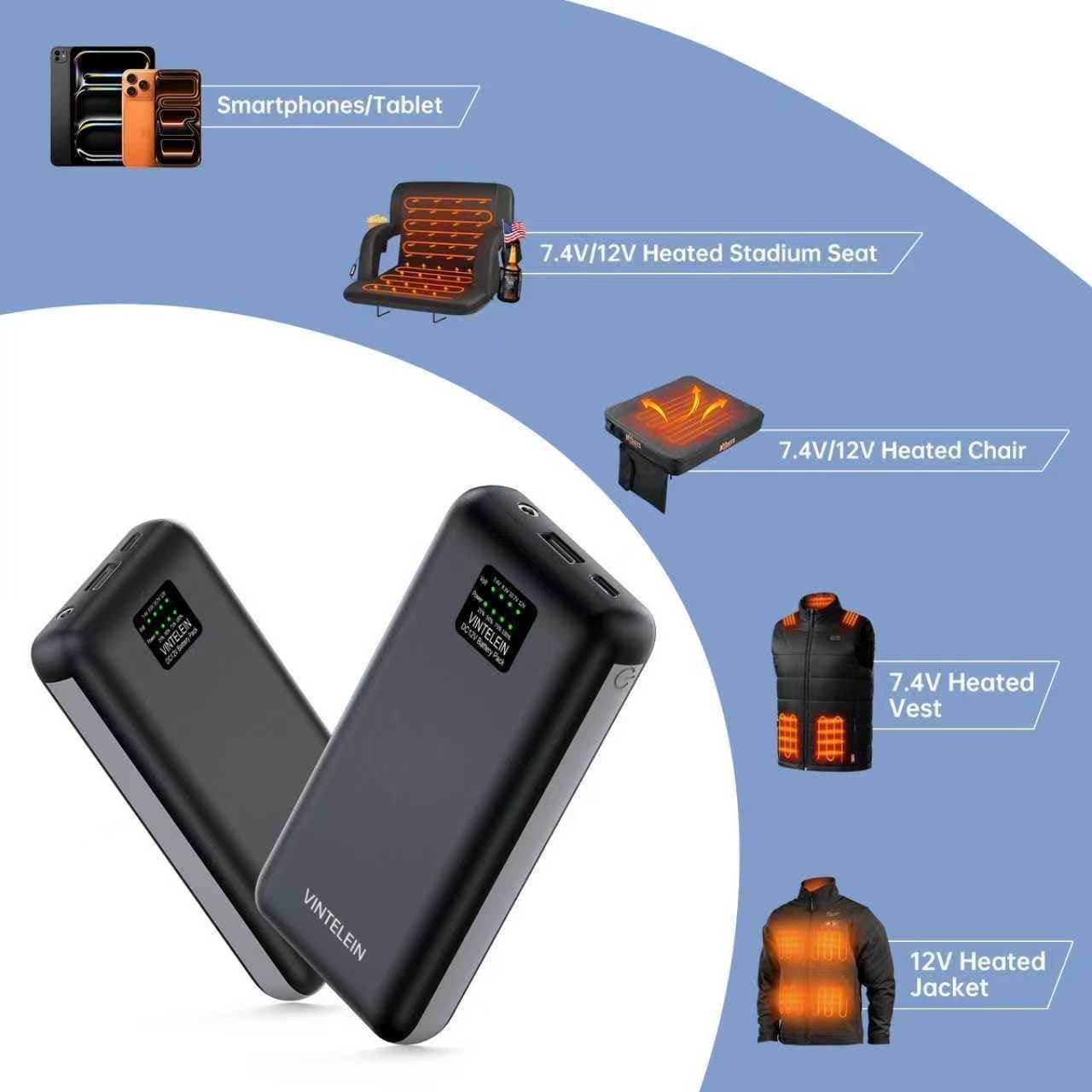Banco de Batería Calentado 30000mAh VINTELEIN 12V/7.4V