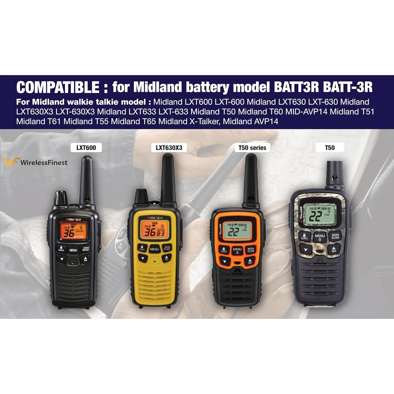 Baterías Recargables 2X WirelessFinest BATT3R 1000mAh para Walkie Talkies