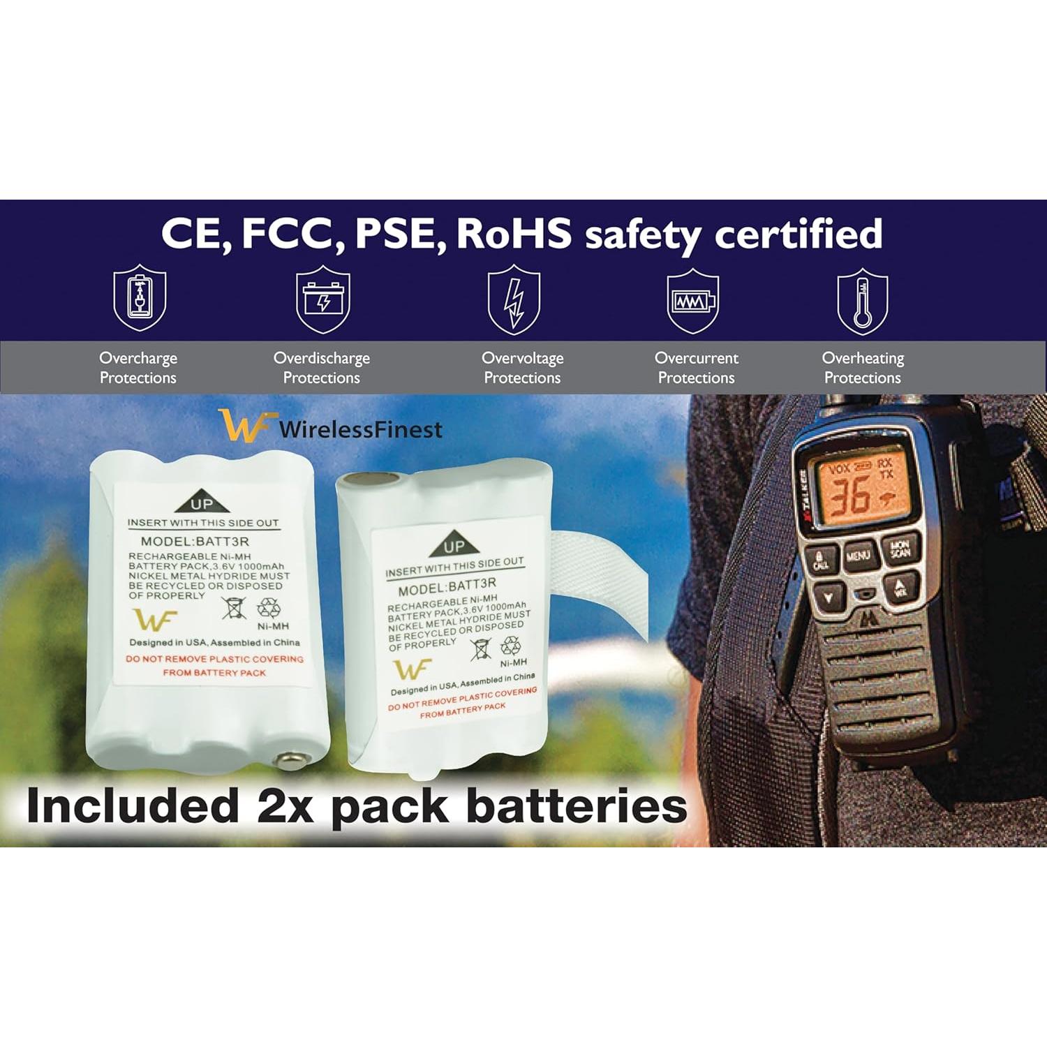 Baterías Recargables 2X WirelessFinest BATT3R 1000mAh para Walkie Talkies