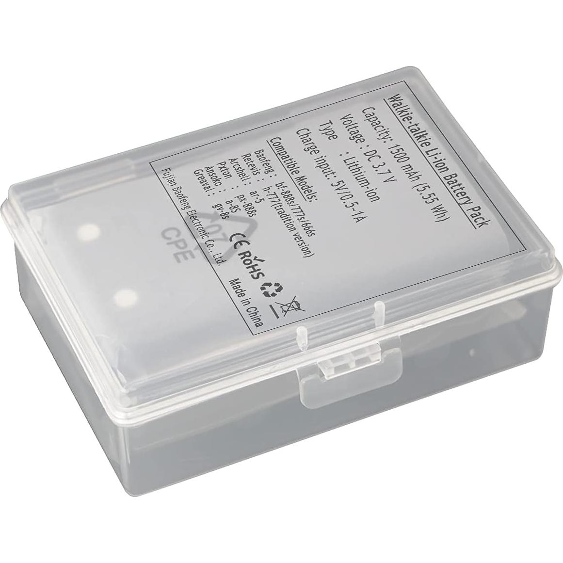 Baterías Recargables Li-ion 1500 mAh para Walkie Talkies Baofeng