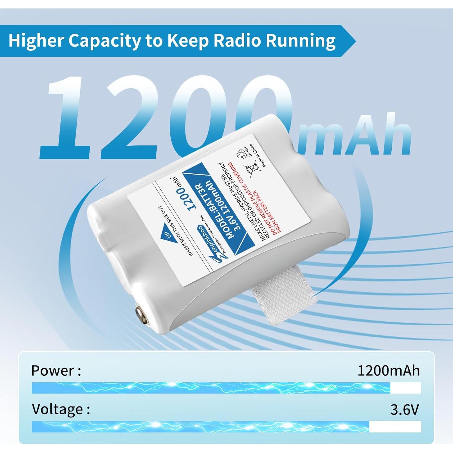 Paquete de 8 Baterías BATT3R 1200mAh para Walkie-Talkies