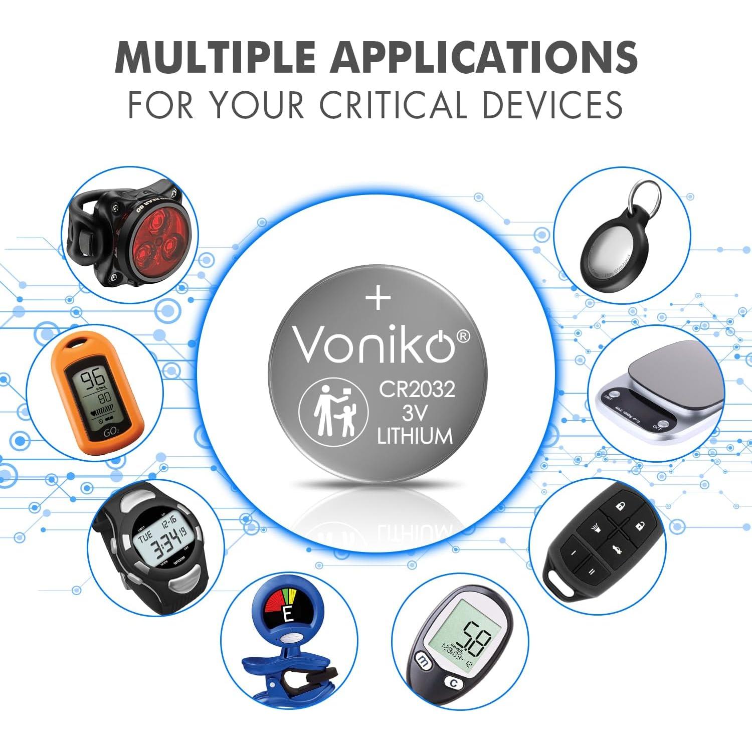 Baterías de Litio CR2032 3V Voniko Paquete de 6 - 7 Años Vida
