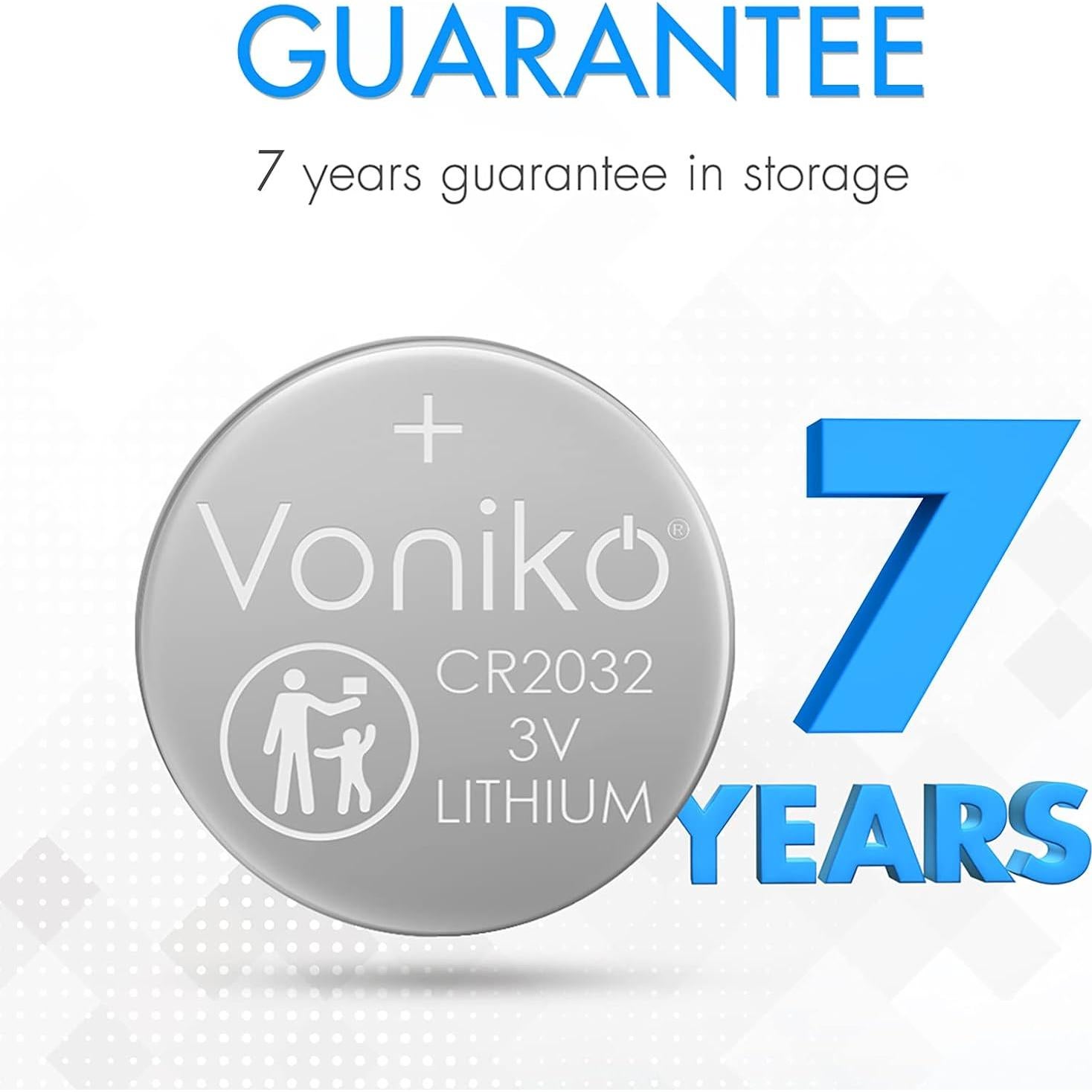 Baterías de Litio CR2032 3V Voniko Paquete de 6 - 7 Años Vida