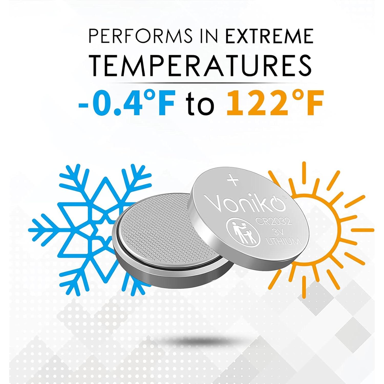 Baterías de Litio CR2032 3V Voniko Paquete de 6 - 7 Años Vida