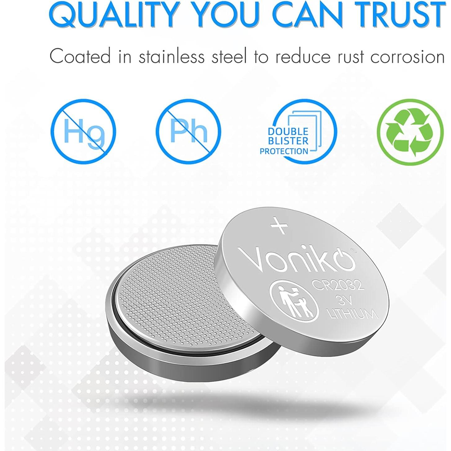Baterías de Litio CR2032 3V Voniko Paquete de 6 - 7 Años Vida