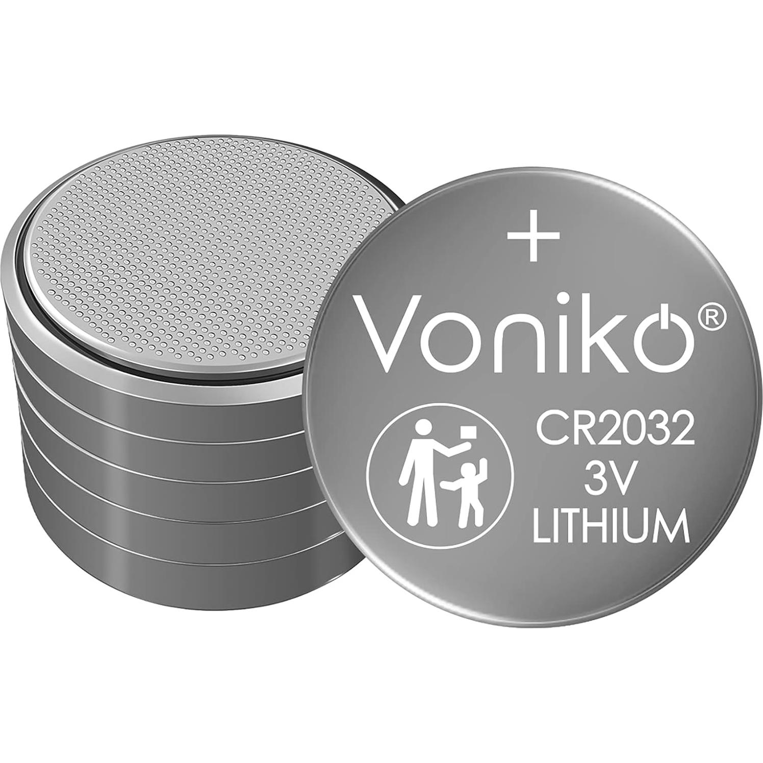 Baterías de Litio CR2032 3V Voniko Paquete de 6 - 7 Años Vida