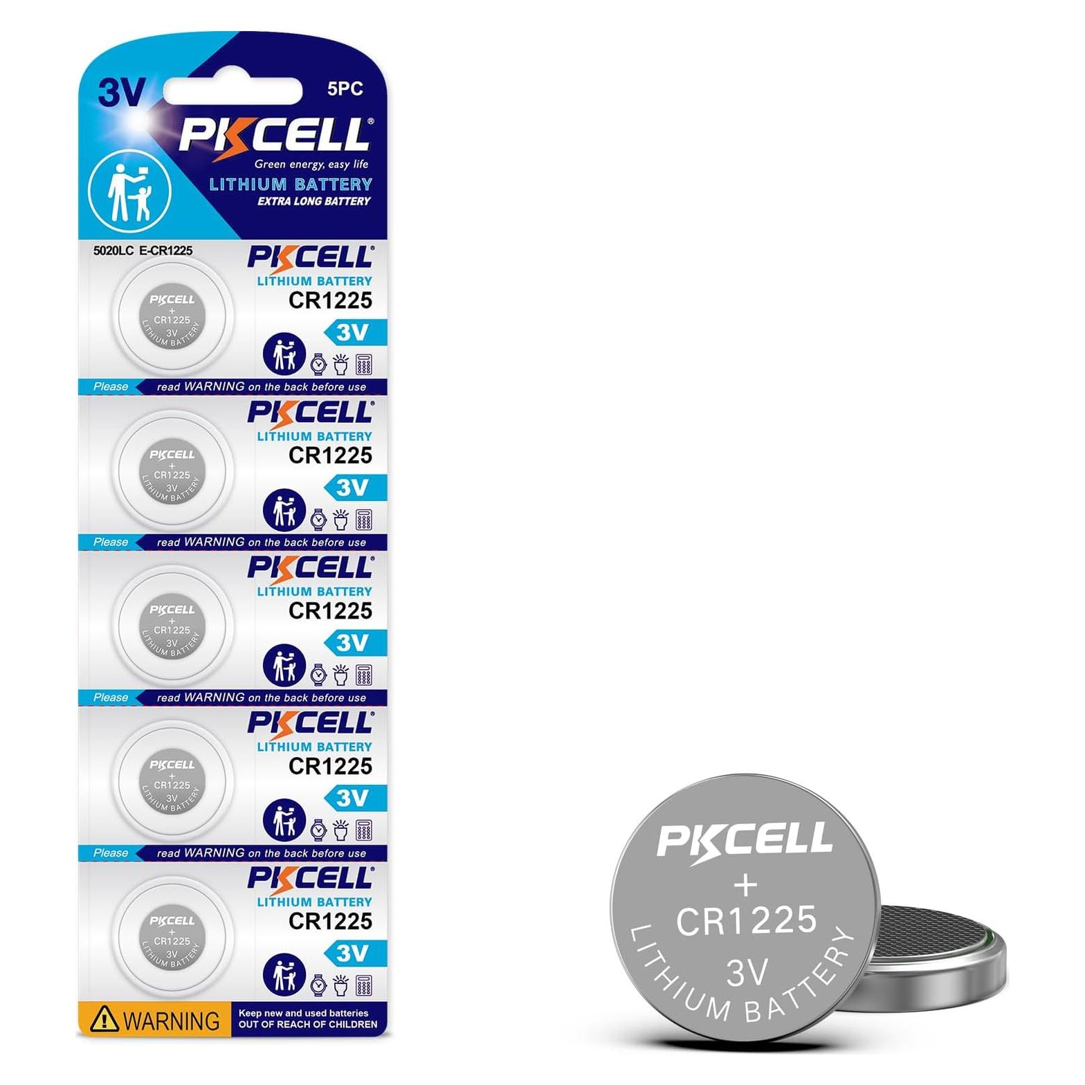 Batería de Litio PKCELL CR1225 3V - 5 Unidades