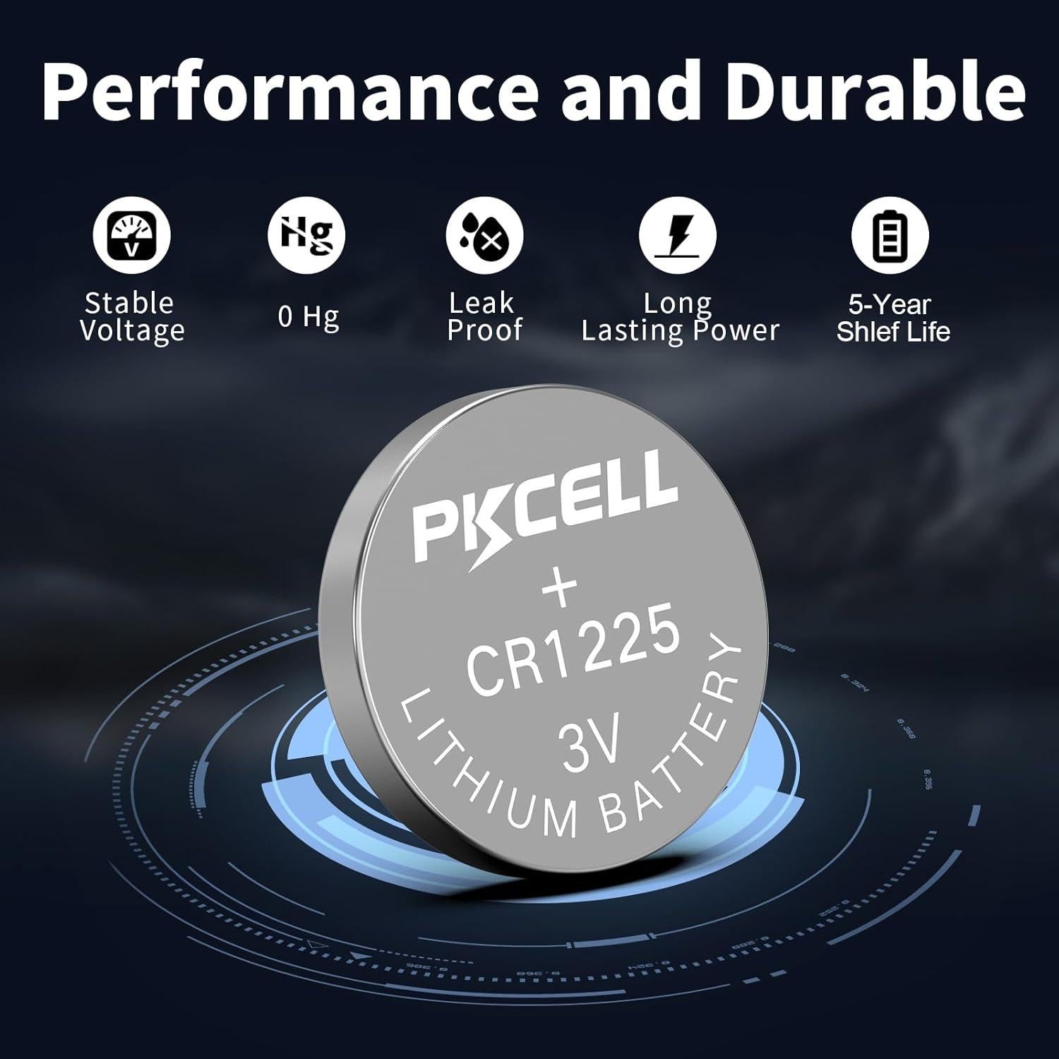 Batería de Litio PKCELL CR1225 3V - 5 Unidades