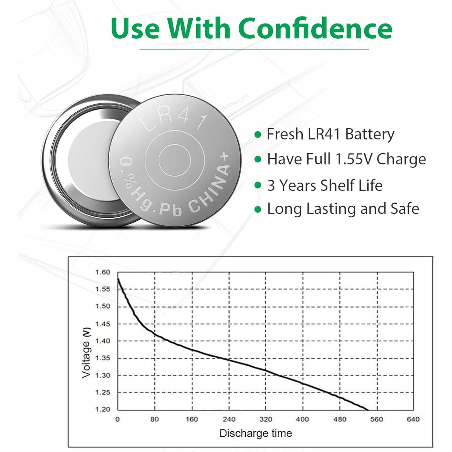 Paquete de 20 Baterías LR41 LiCB 1.5V de Larga Duración