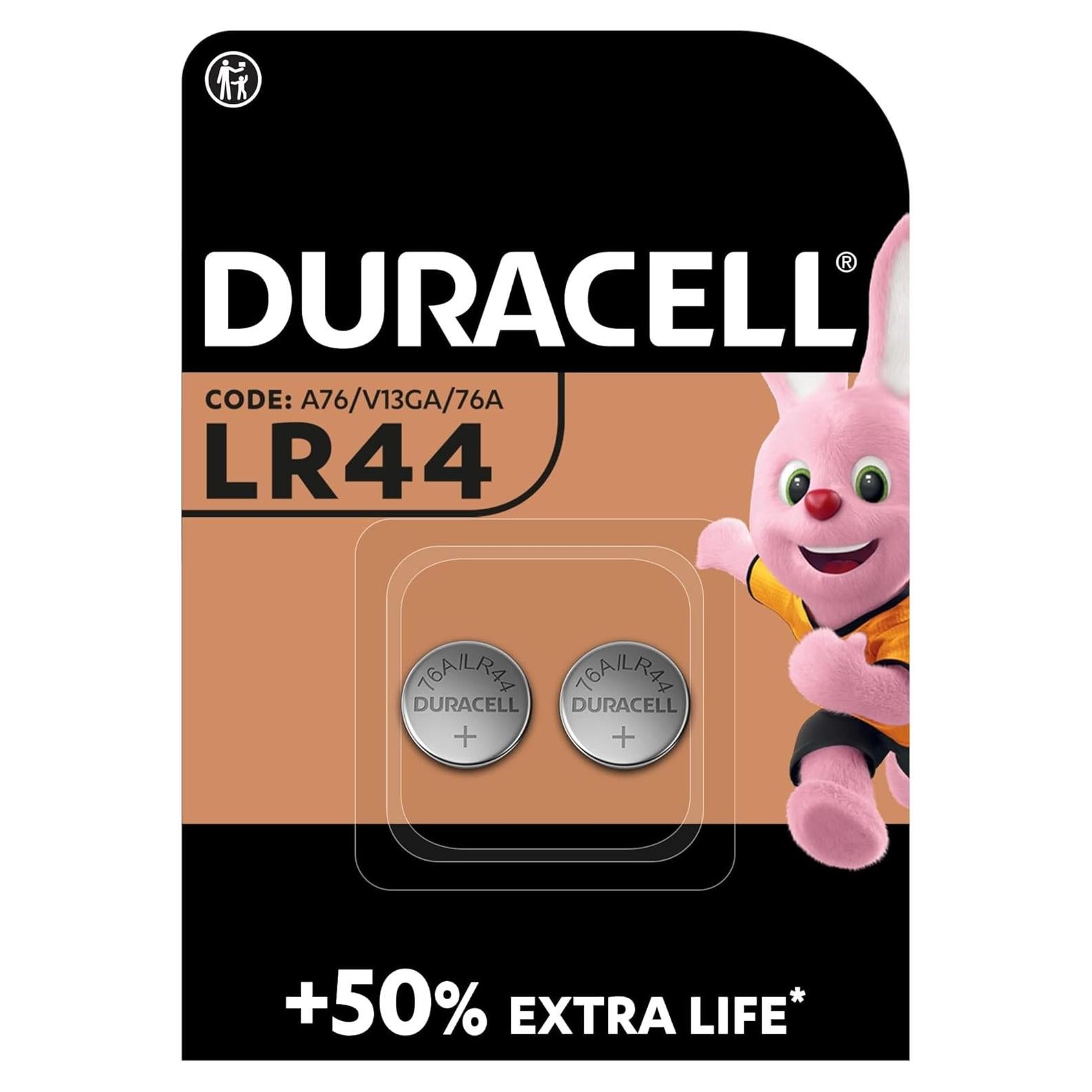 Paquete de 2 Baterías Alcalinas LR44 Duracell 11.34 g
