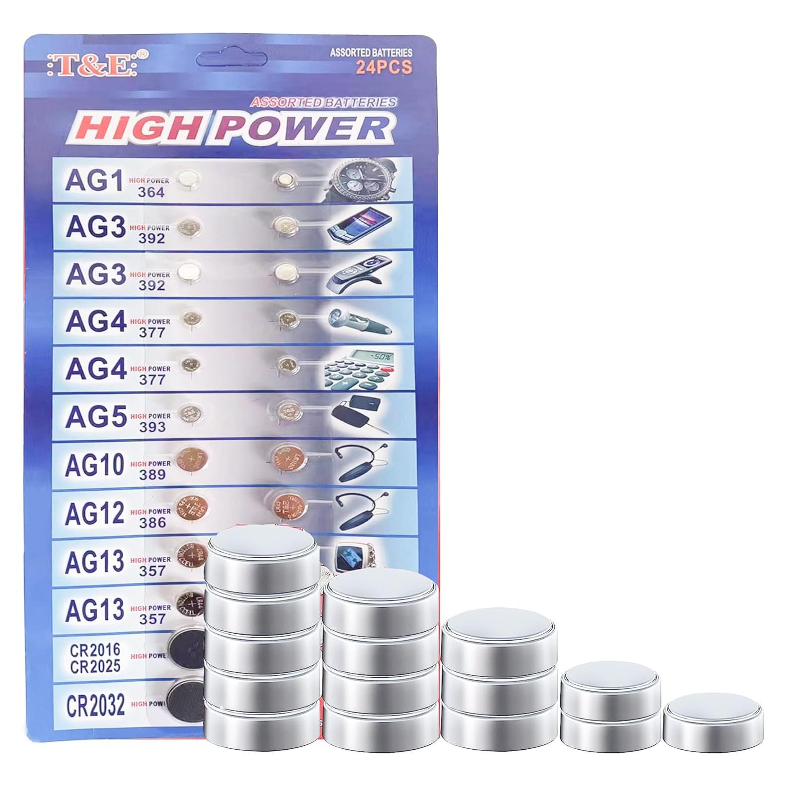 120 Baterías Alcalinas y de Litio AG1 AG3 AG4 AG10 CR2032