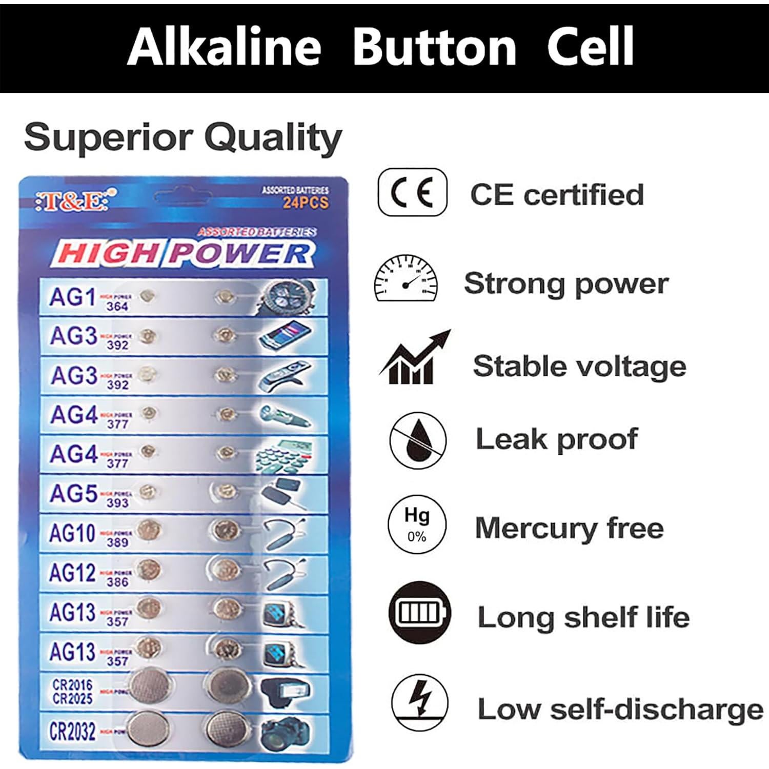 120 Baterías Alcalinas y de Litio AG1 AG3 AG4 AG10 CR2032