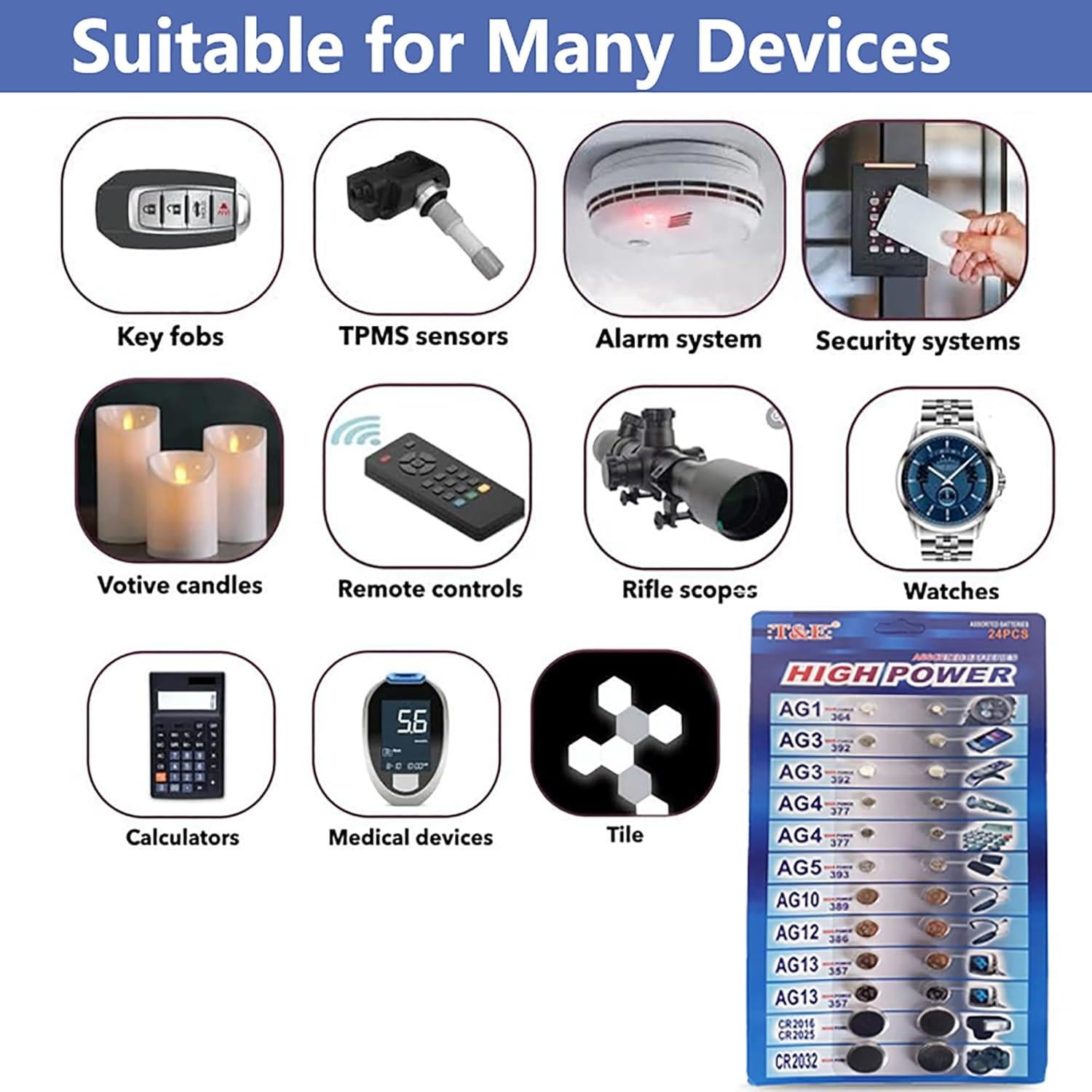 120 Baterías Alcalinas y de Litio AG1 AG3 AG4 AG10 CR2032