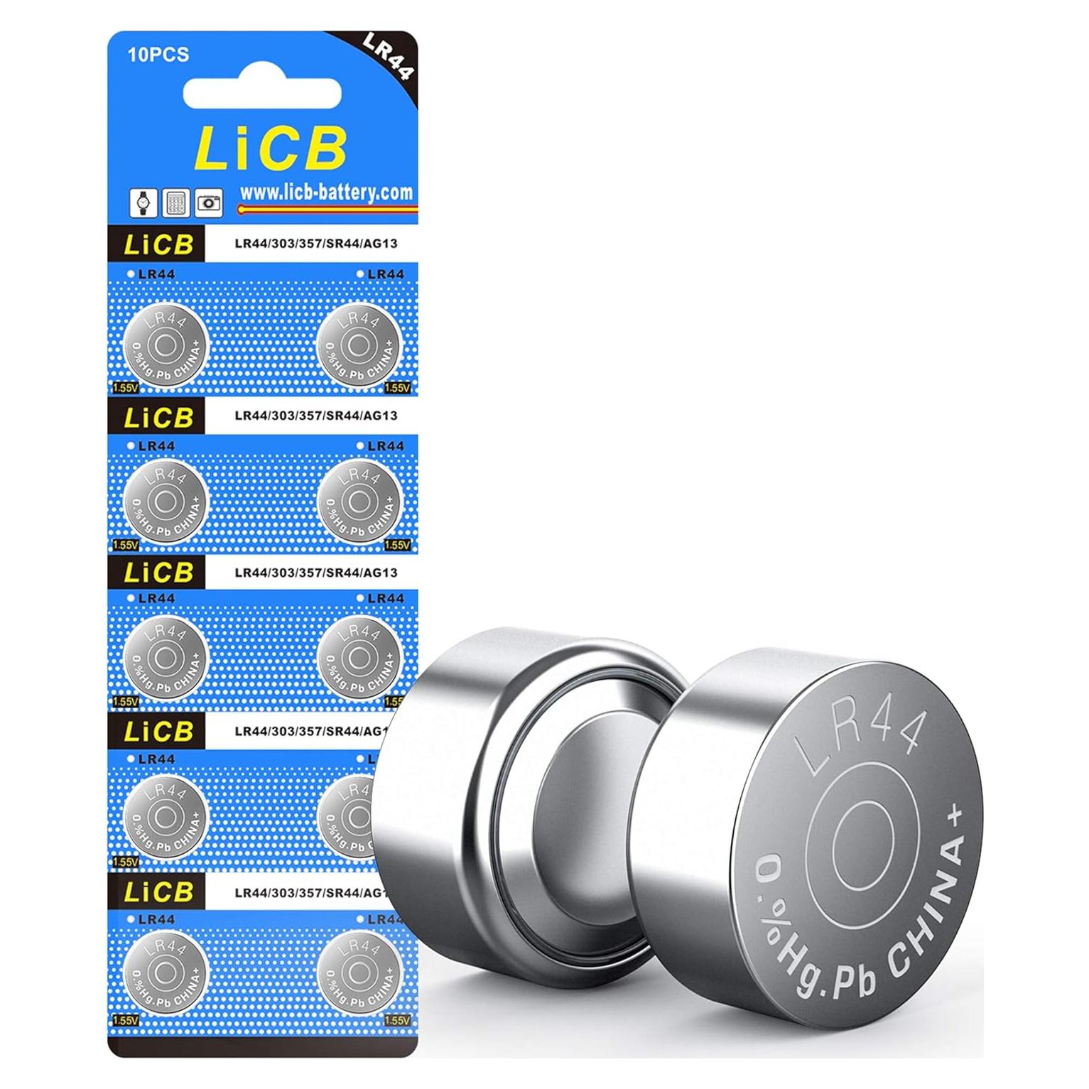 Paquete de 10 Baterías LR44 1.5V LiCB para Relojes y Juguetes