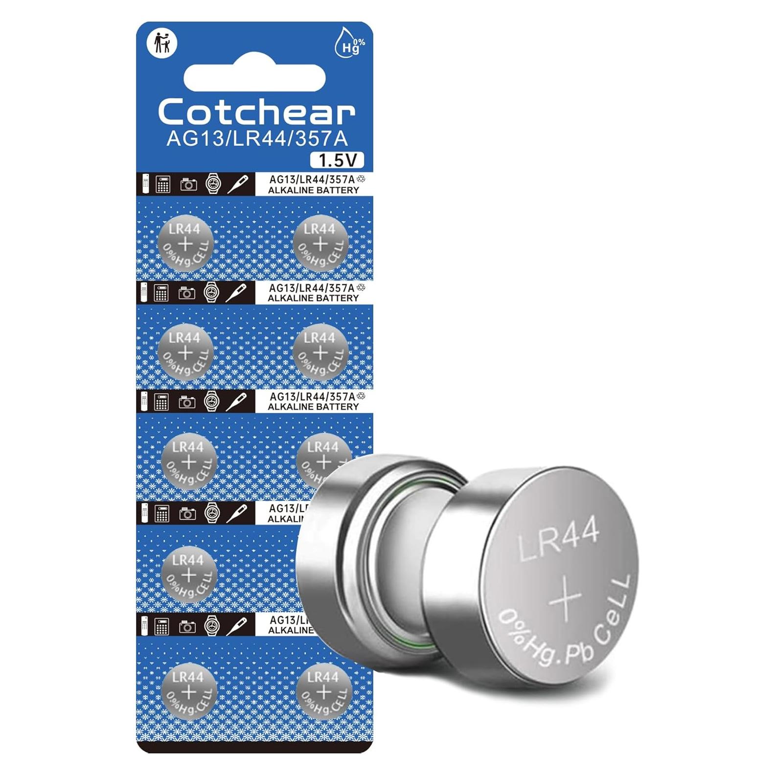 Baterías de botón AG13 10 piezas Alcalinas 1.55V LR44 L1154