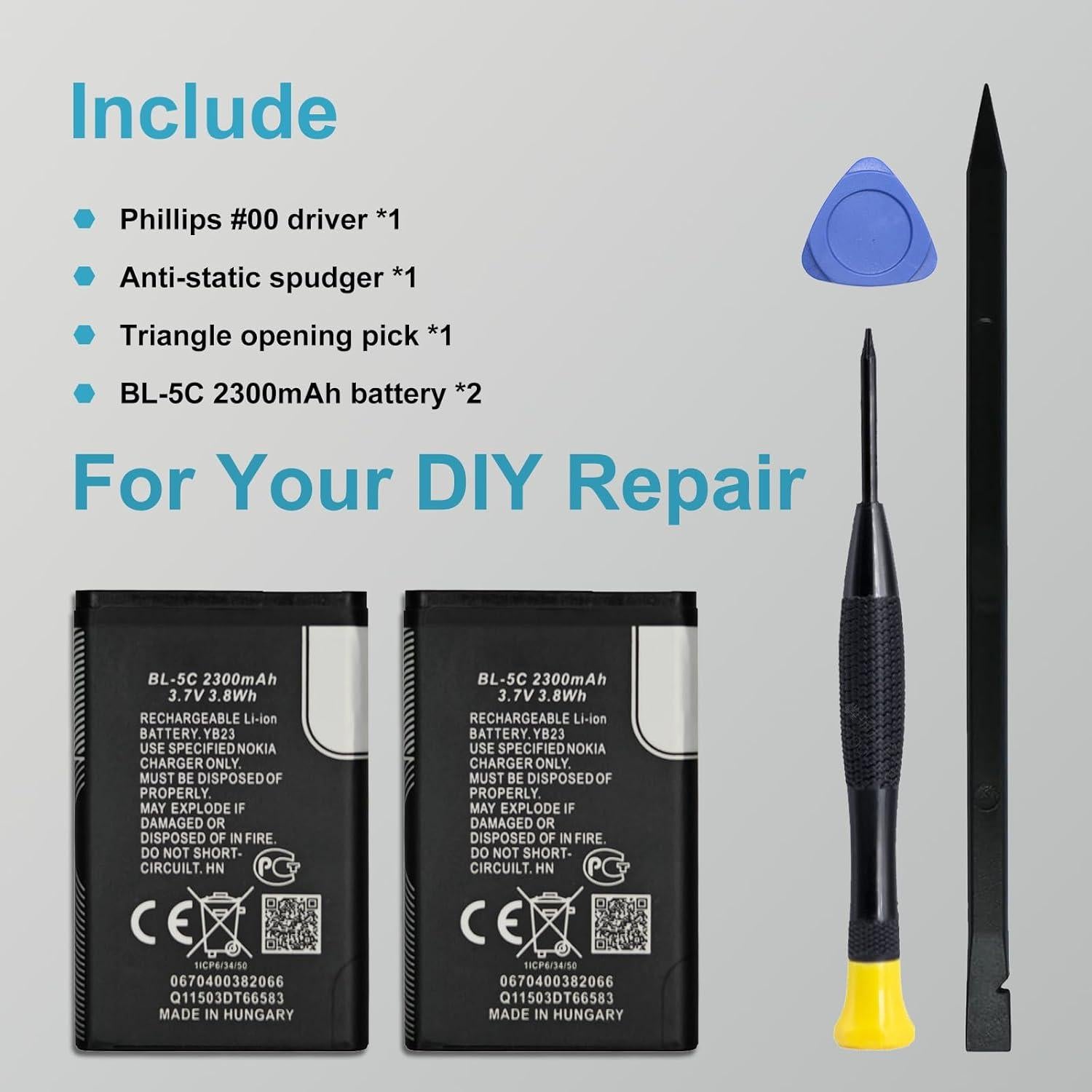 Batería recargable GREEN FUSION BL-5C 2300mAh 2-Pack