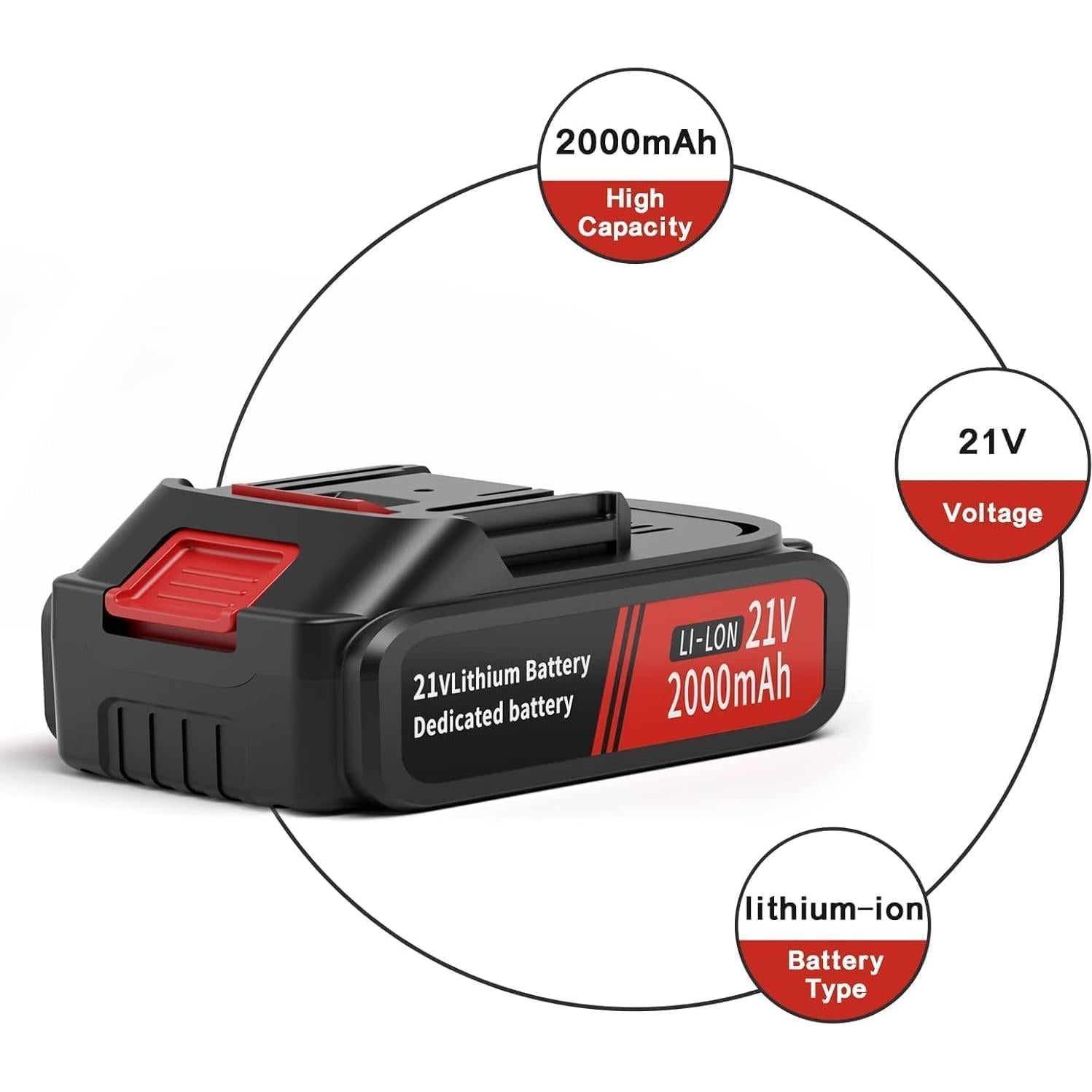 Batería de iones de litio 21V 2.0Ah Dragro para herramientas
