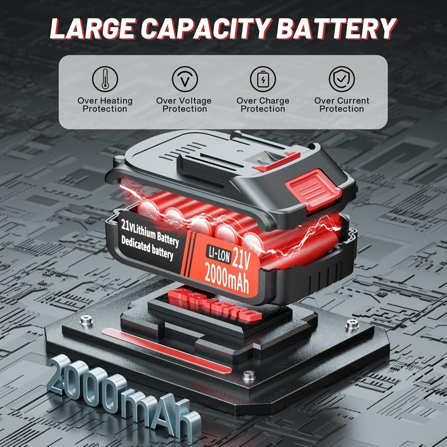 Batería de iones de litio 21V 2.0Ah Dragro para herramientas