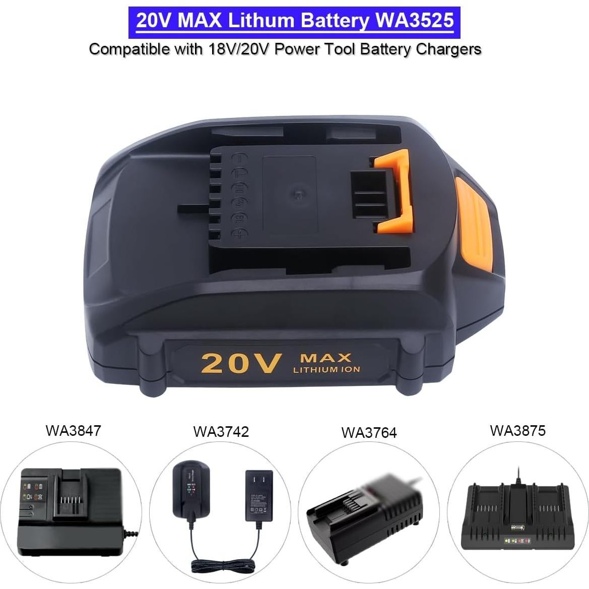 Batería de Litio 20V 4.0Ah Biswaye WA3525 - Reemplazo Herramientas