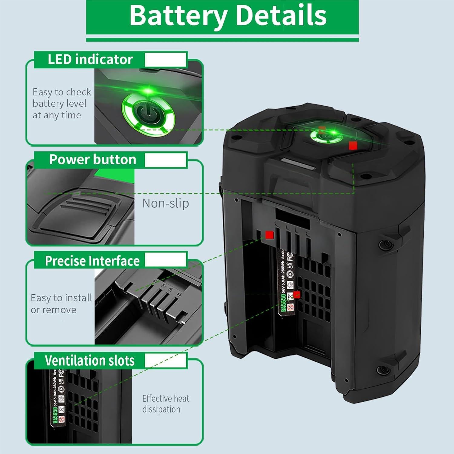 Batería de iones de litio 56V 5.0Ah EGO BA2800 BA4200