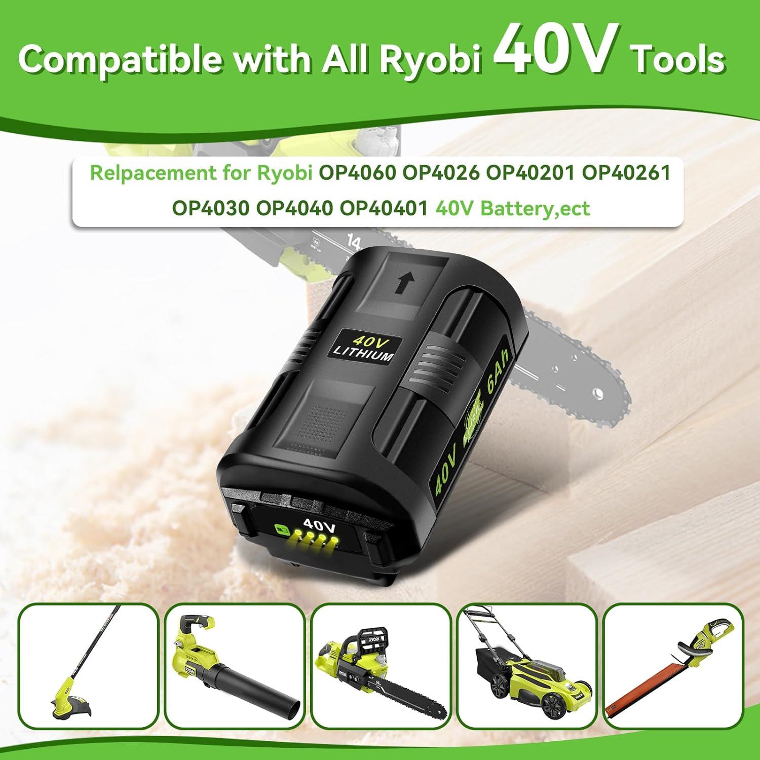 Batería de Litio 6Ah 40V Ryobi OP40401 OP40602 Compatible