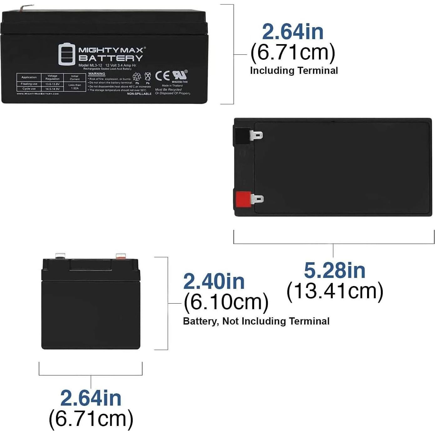 Batería recargable 12V 3AH Mighty Max ML3-12 SLA