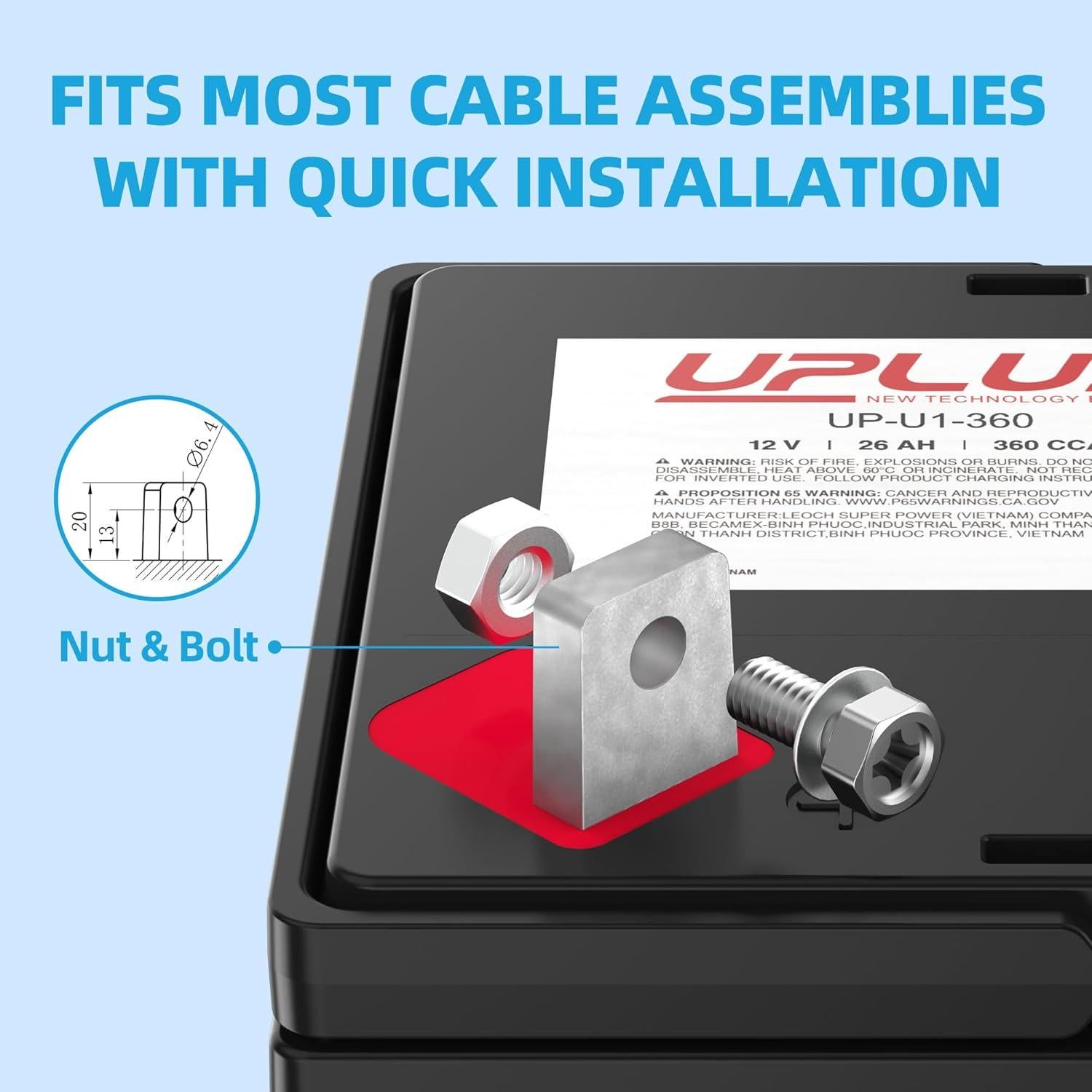 Batería AGM UPLUS U1 12V 360CCA para Cortacésped y Tractores