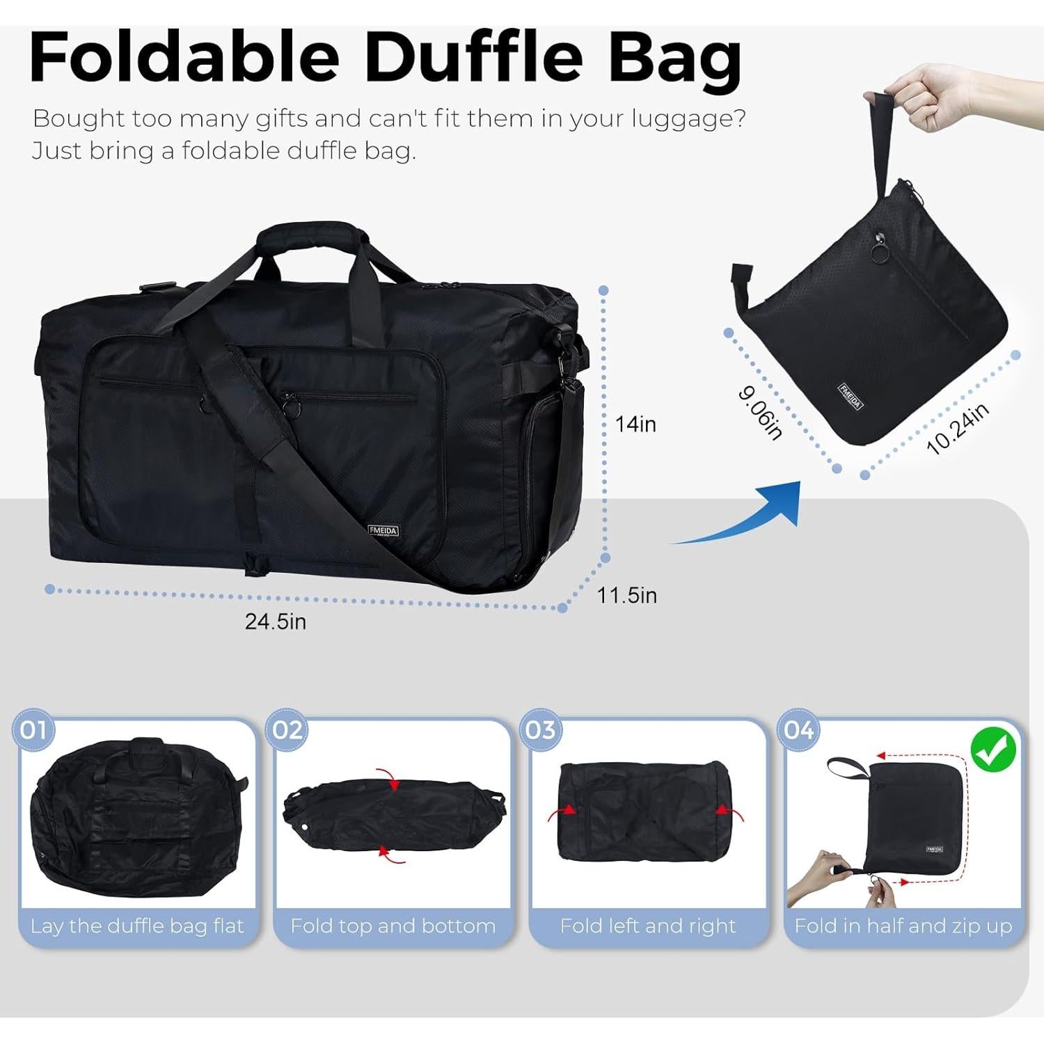Bolsa de Viaje Fmeida 65L Plegable con Compartimento para Zapatos
