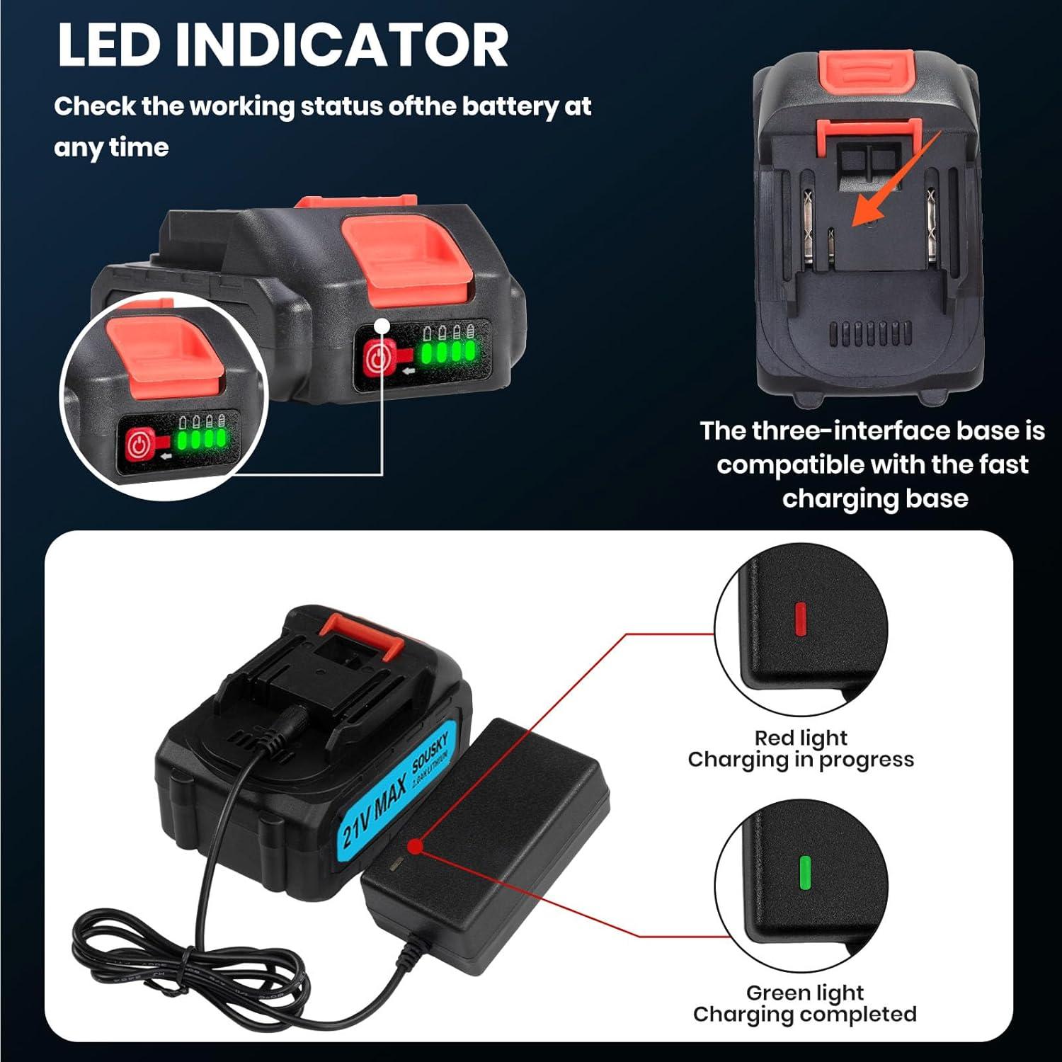 Batería de litio 21V 2000mAh SOUSKY para motosierras eléctricas